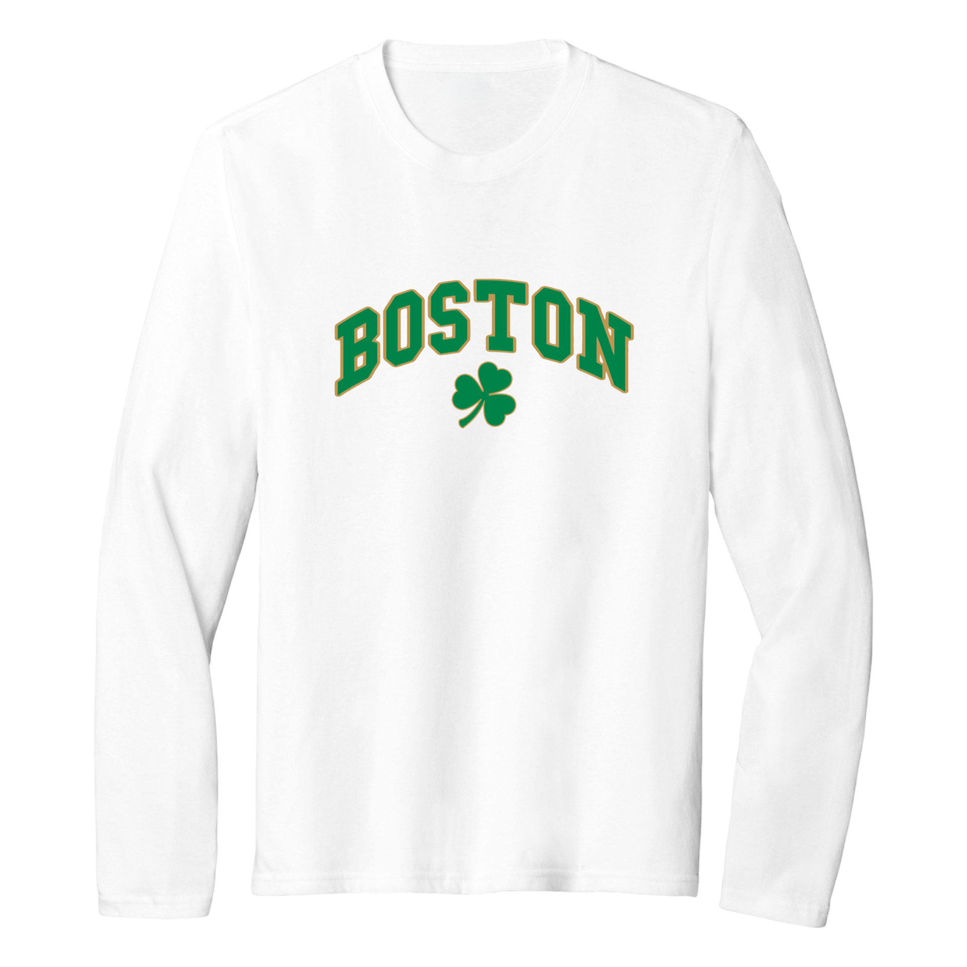 Boston Vintage Shamrock Essential Long Sleeve Tee, white