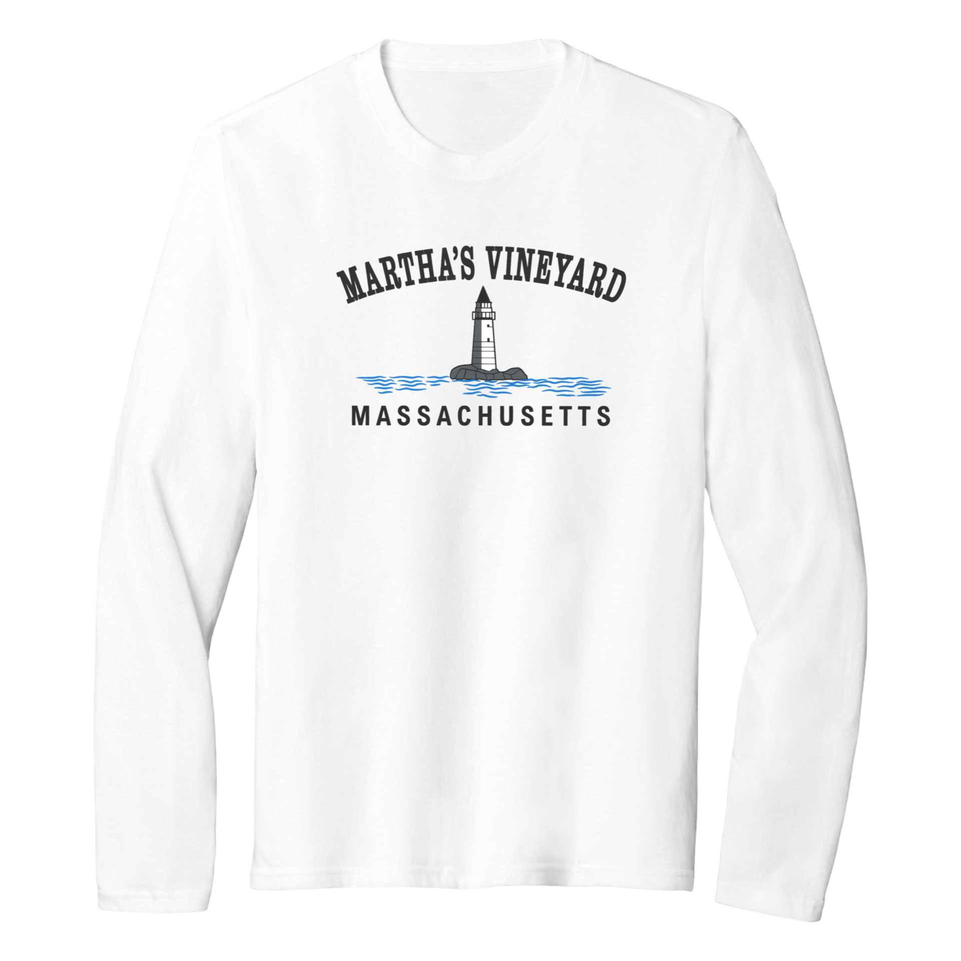 Martha's Vineyard Big Lighthouse Essential Long Sleeve Tee, white