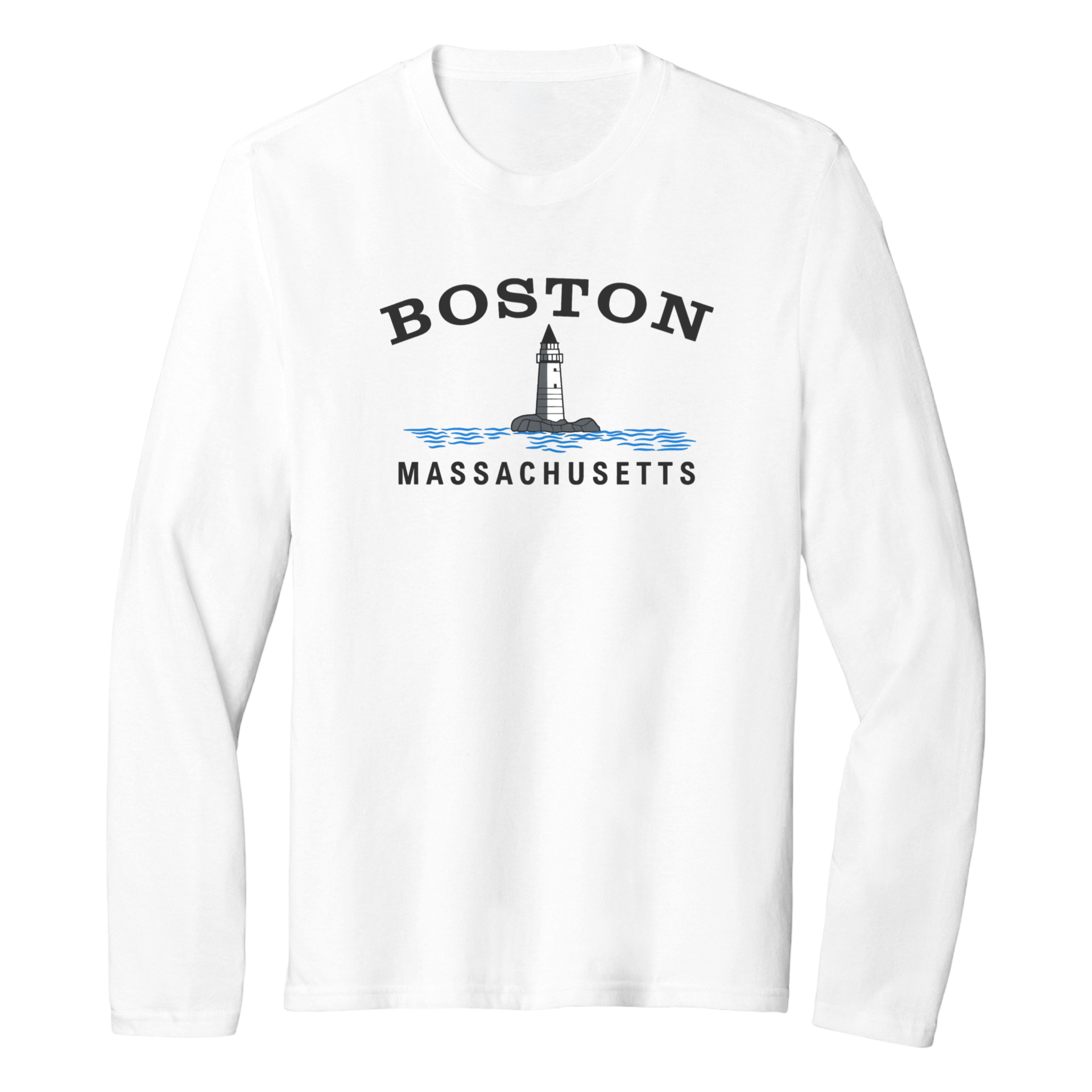 Boston Big Lighthouse Essential Long Sleeve Tee, white