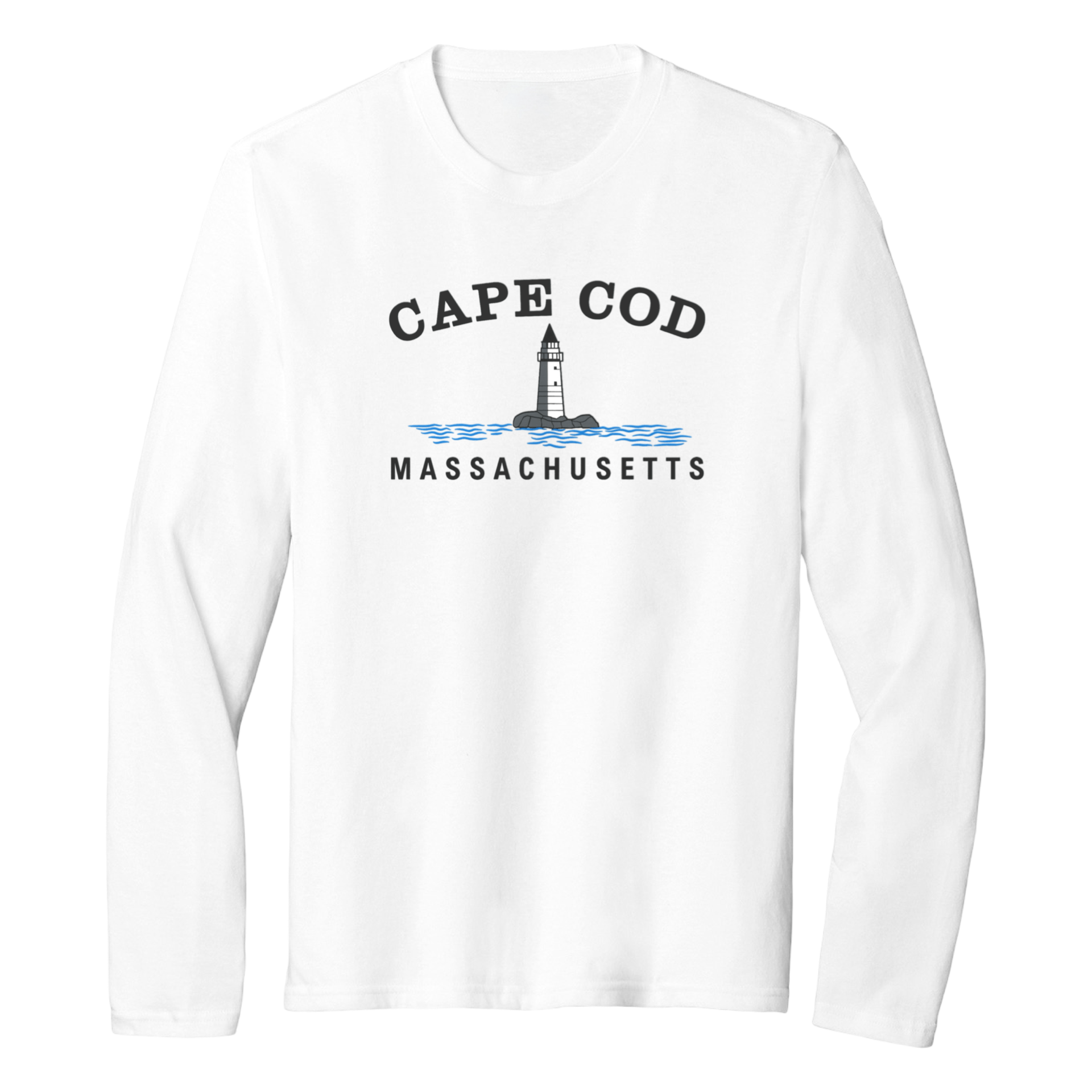 Cape Cod Big Lighthouse Essential Long Sleeve Tee, white