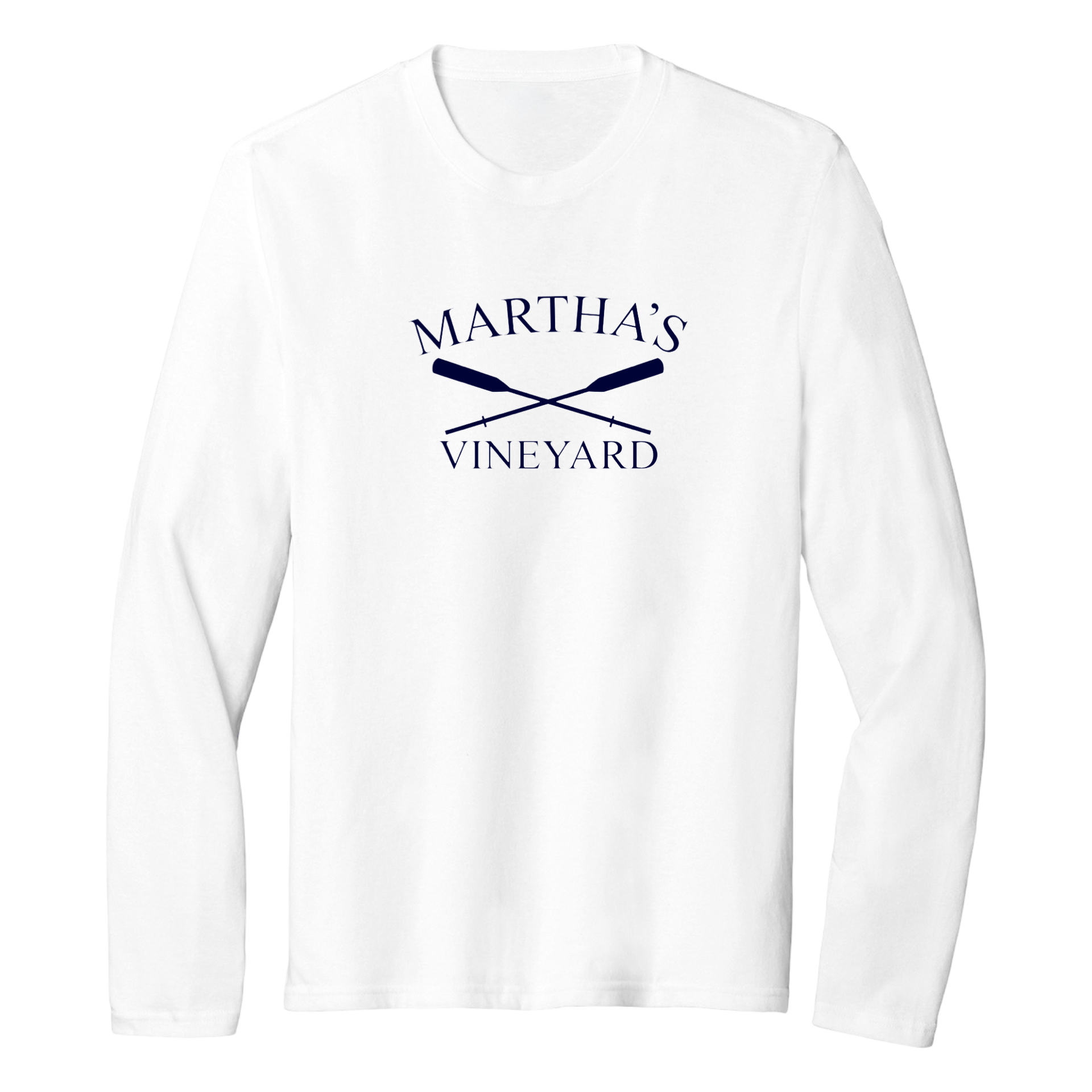 Martha's Vineyard Crossed Oar Essential Long Sleeve Tee, white