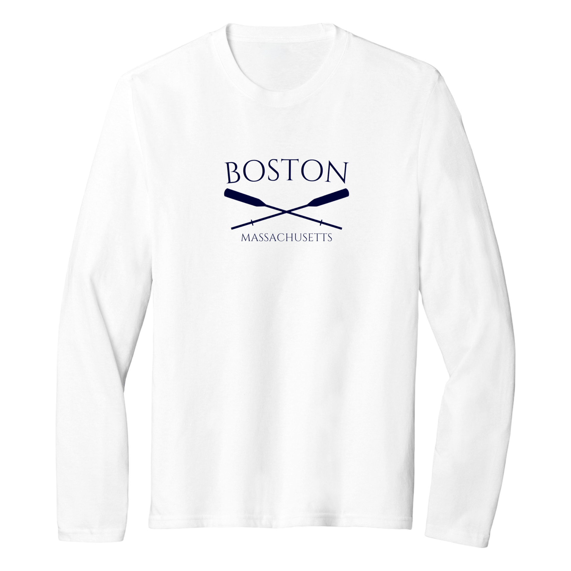 Boston Crossed Oar Essential Long Sleeve Tee, white