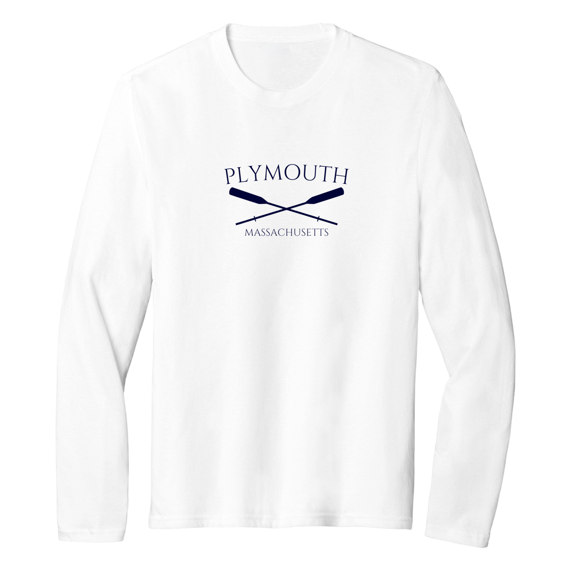 Plymouth Crossed Oar Essential Long Sleeve Tee, white