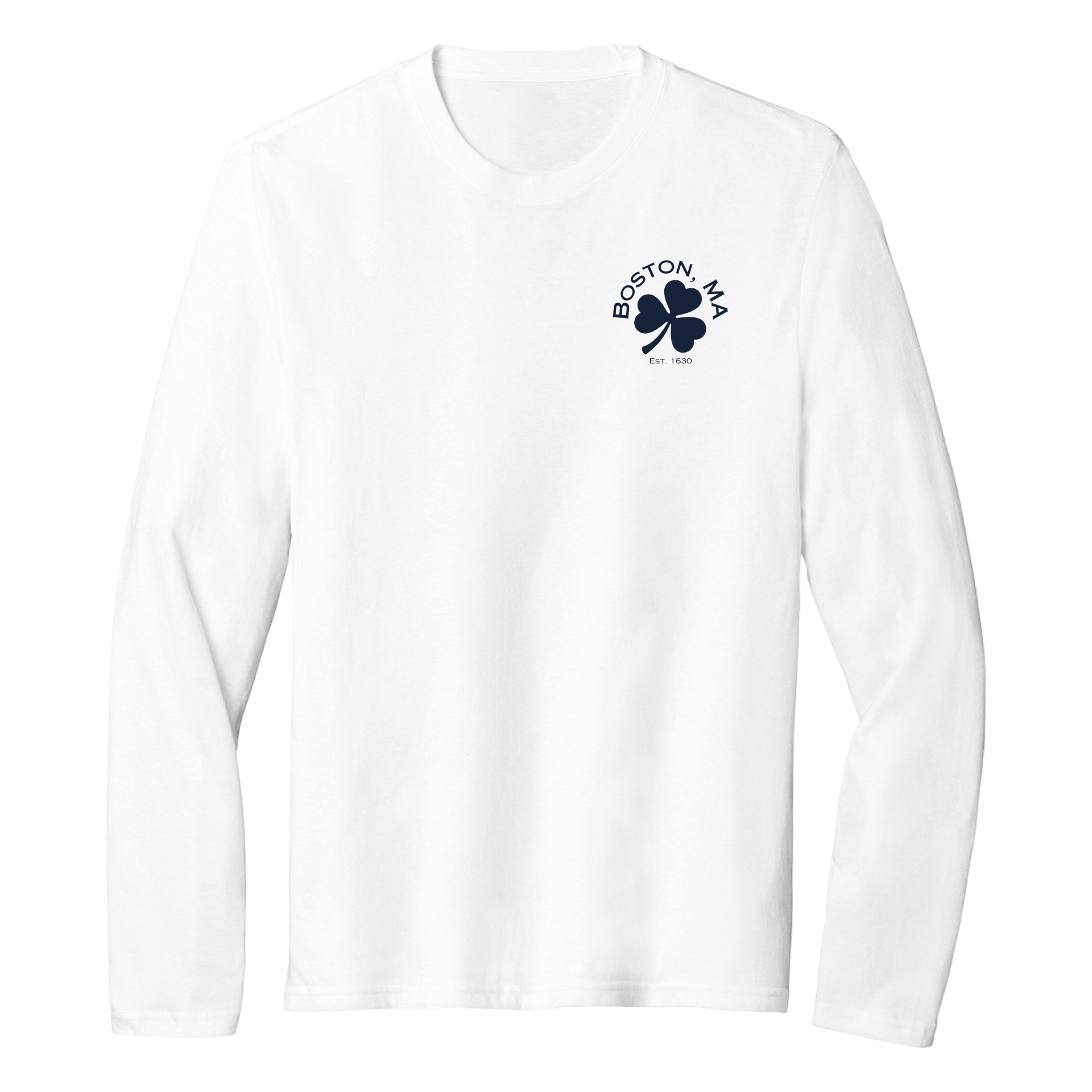 Boston Shamrock Essential Long Sleeve Tee, white