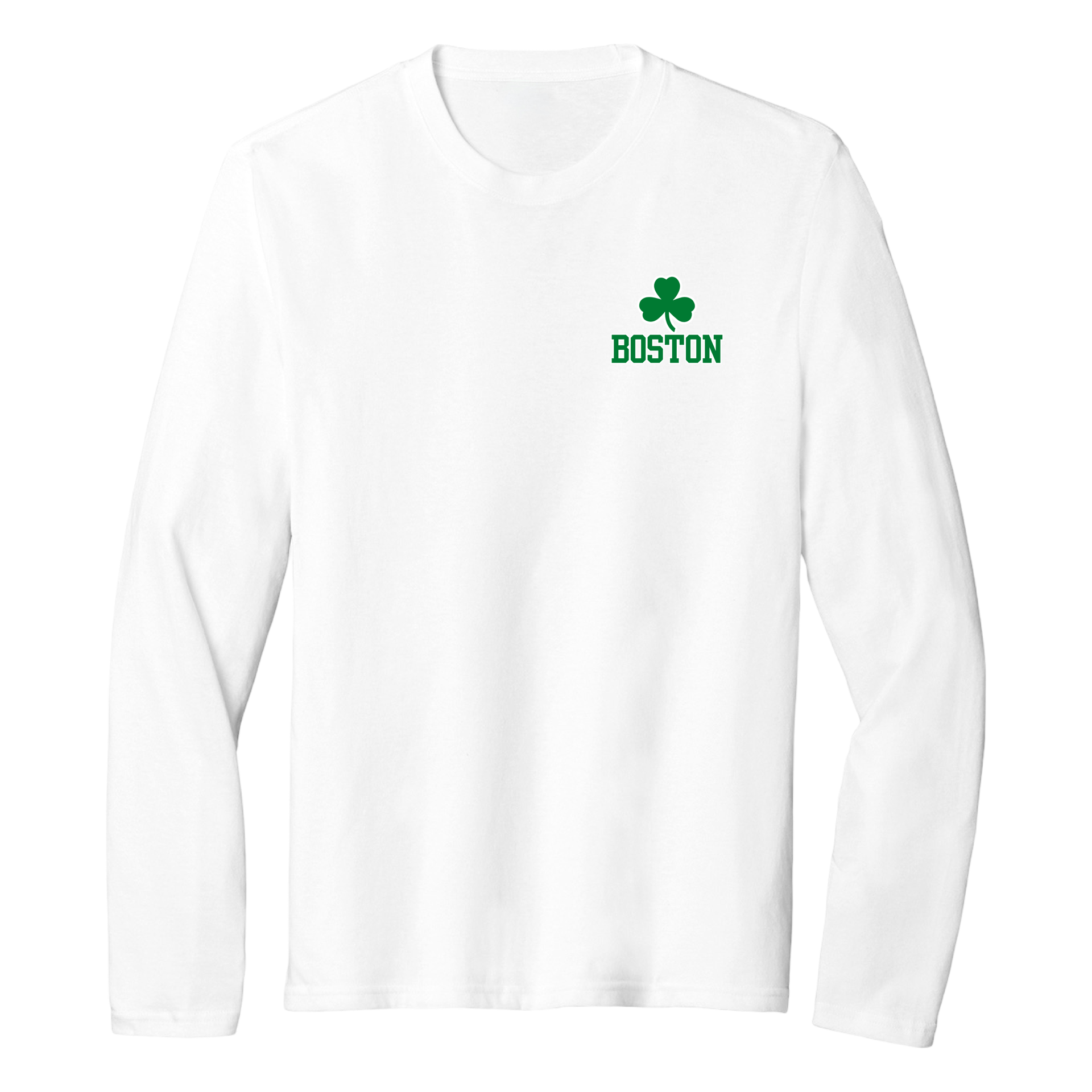 Boston Green Shamrock Essential Long Sleeve Tee, white