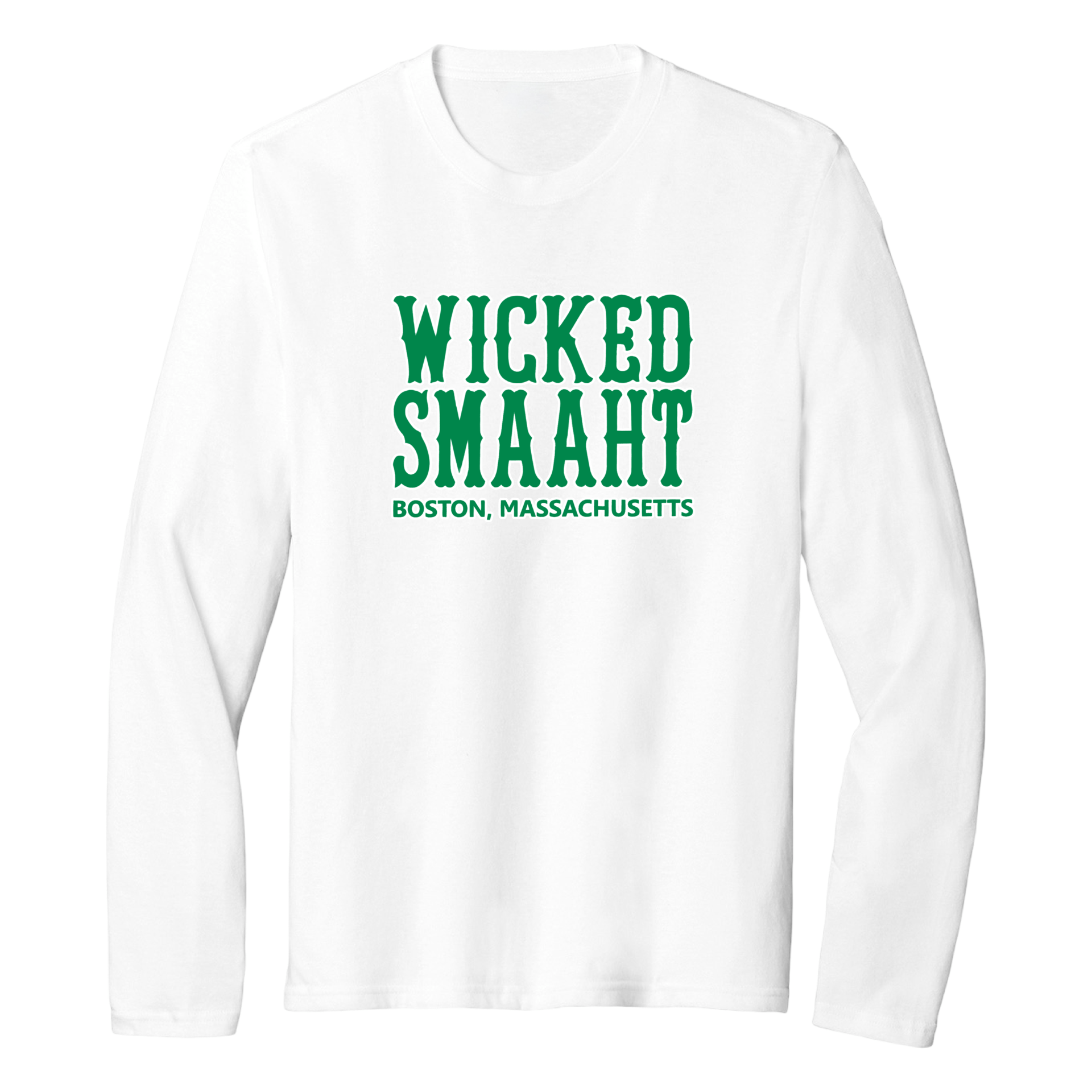 Boston Green Wicked Smaaht Essential Long Sleeve Tee, white