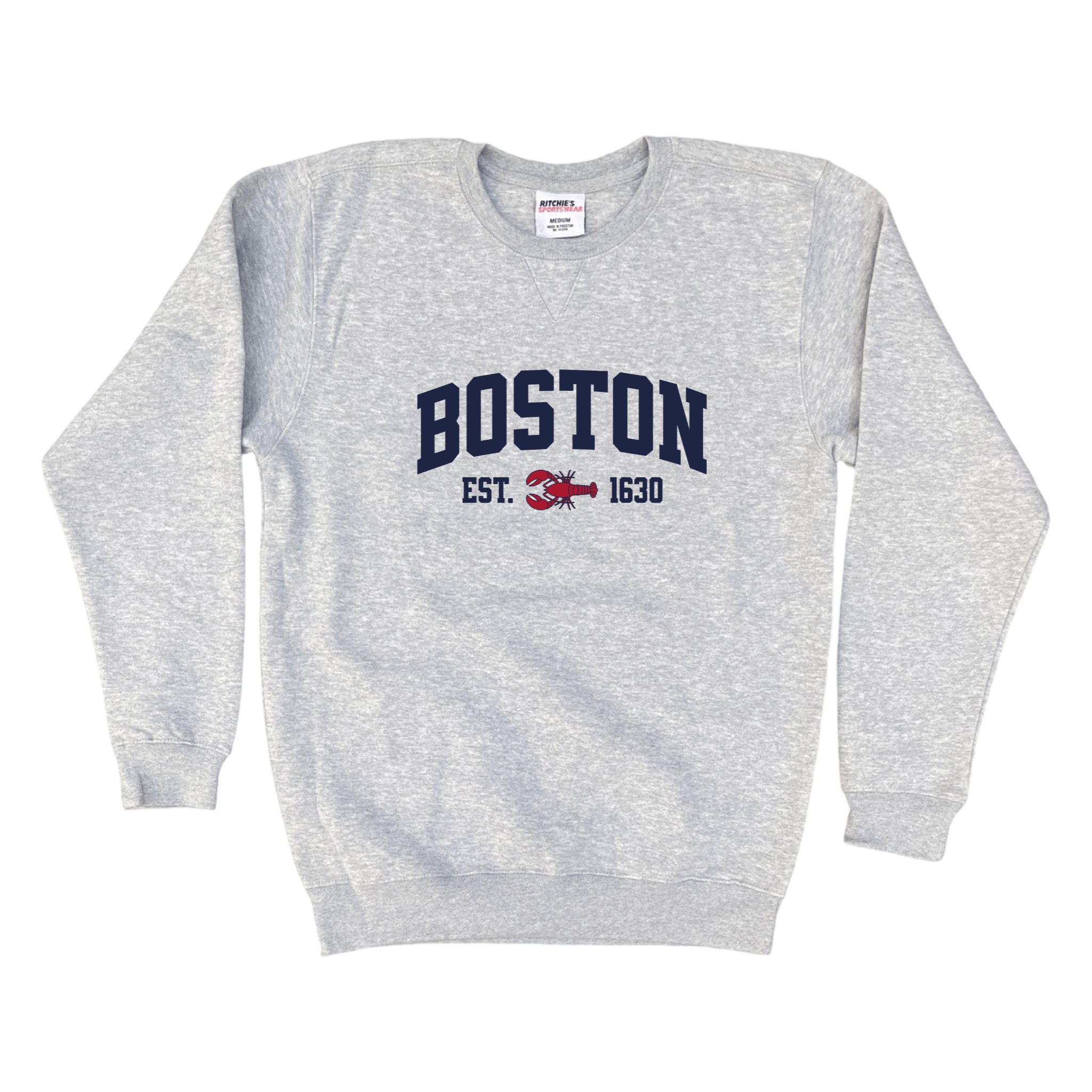 Boston Lobster Fleece Crewneck Sweatshirt, heather grey