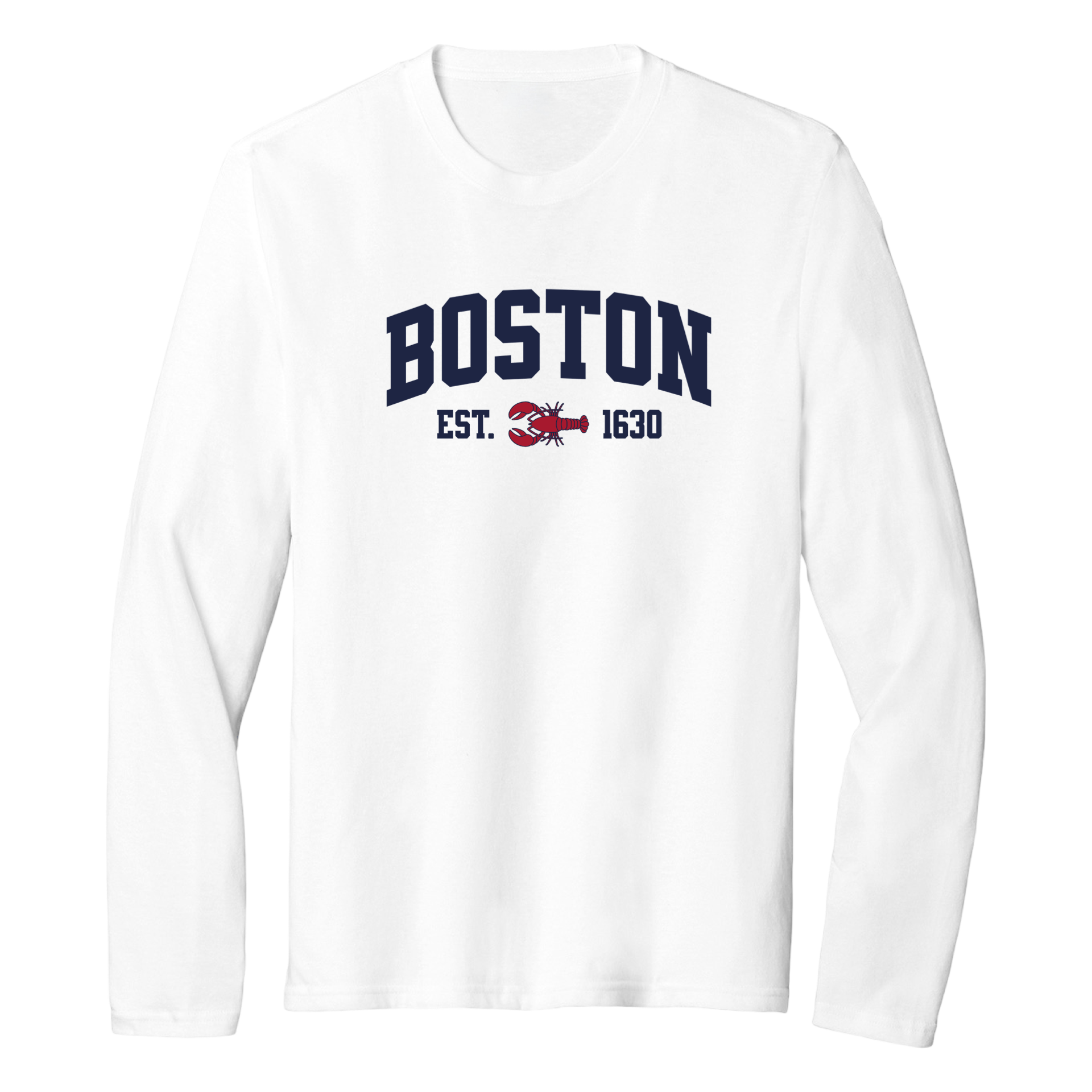 Boston Lobster Essential Long Sleeve Tee, white