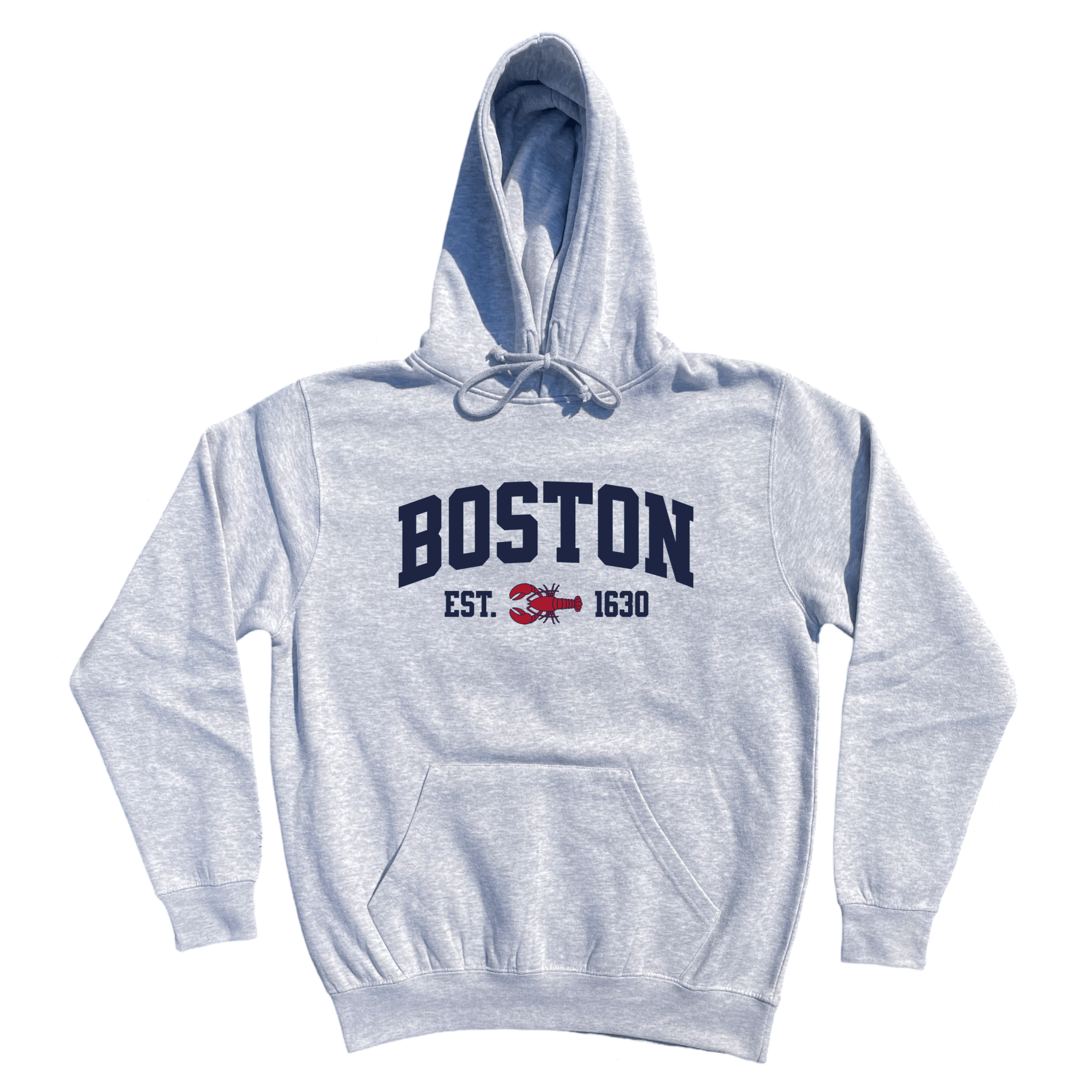 Boston Lobster Soft Fleece Hoodie, heather grey