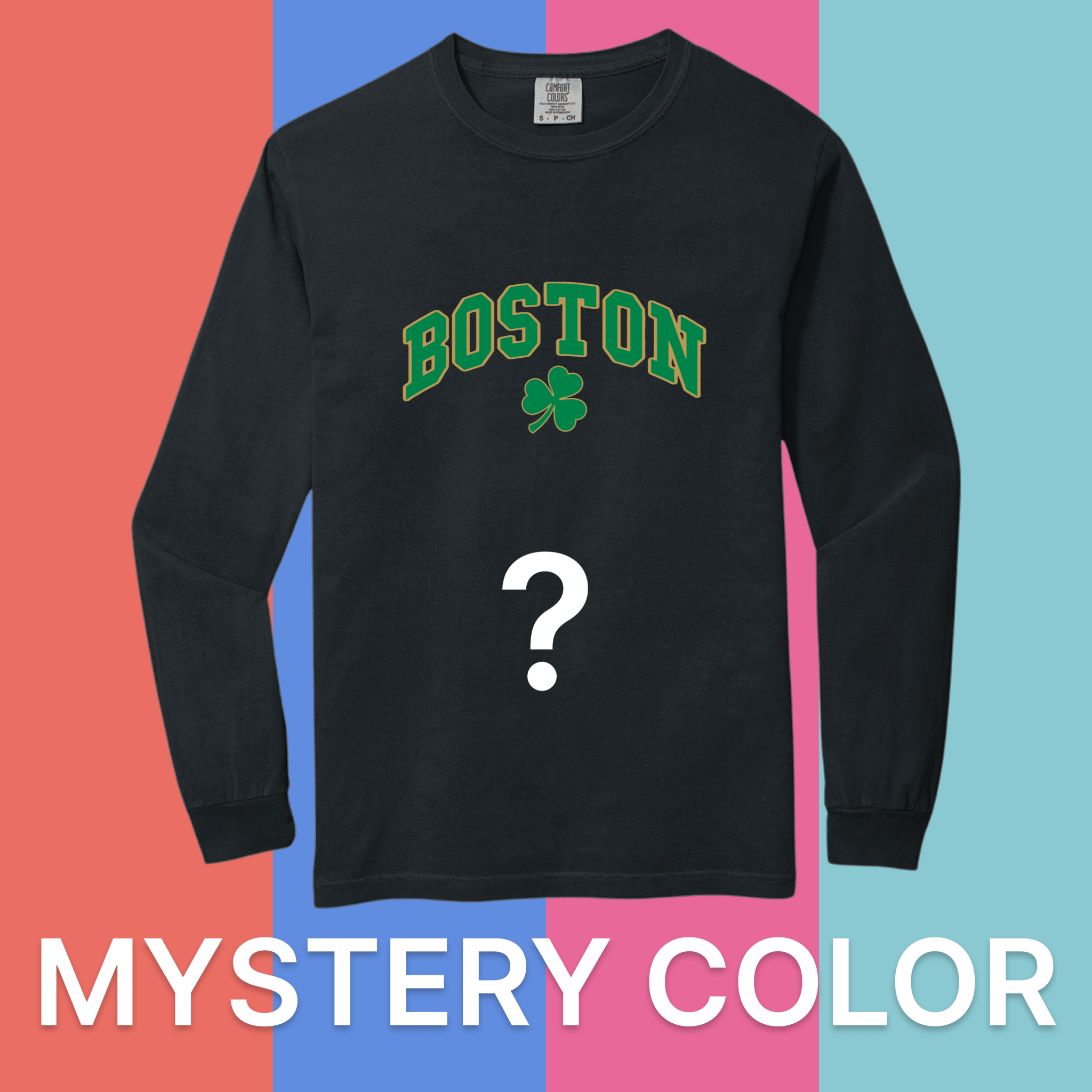 Boston Vintage Shamrock Comfort Colors Long Sleeve Tee - Mystery Color