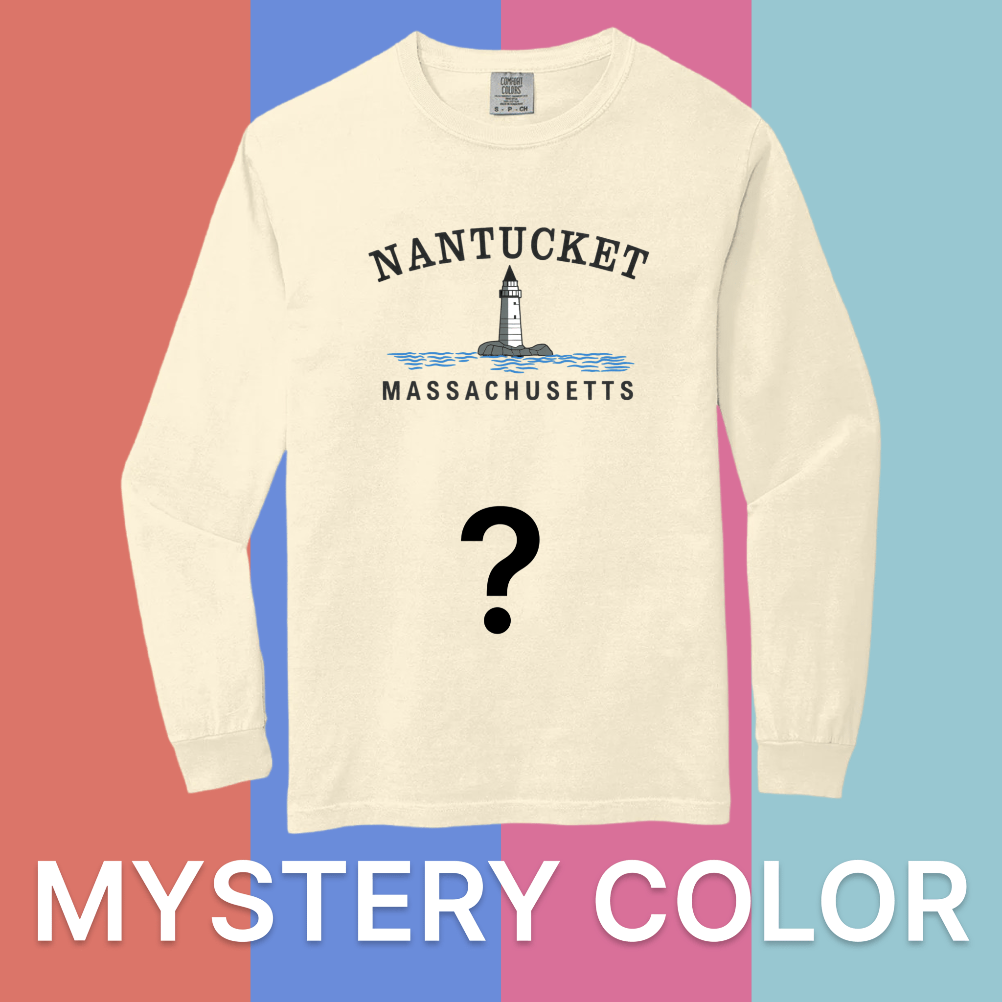 Nantucket Big Lighthouse Comfort Colors Long Sleeve Tee - Mystery Color