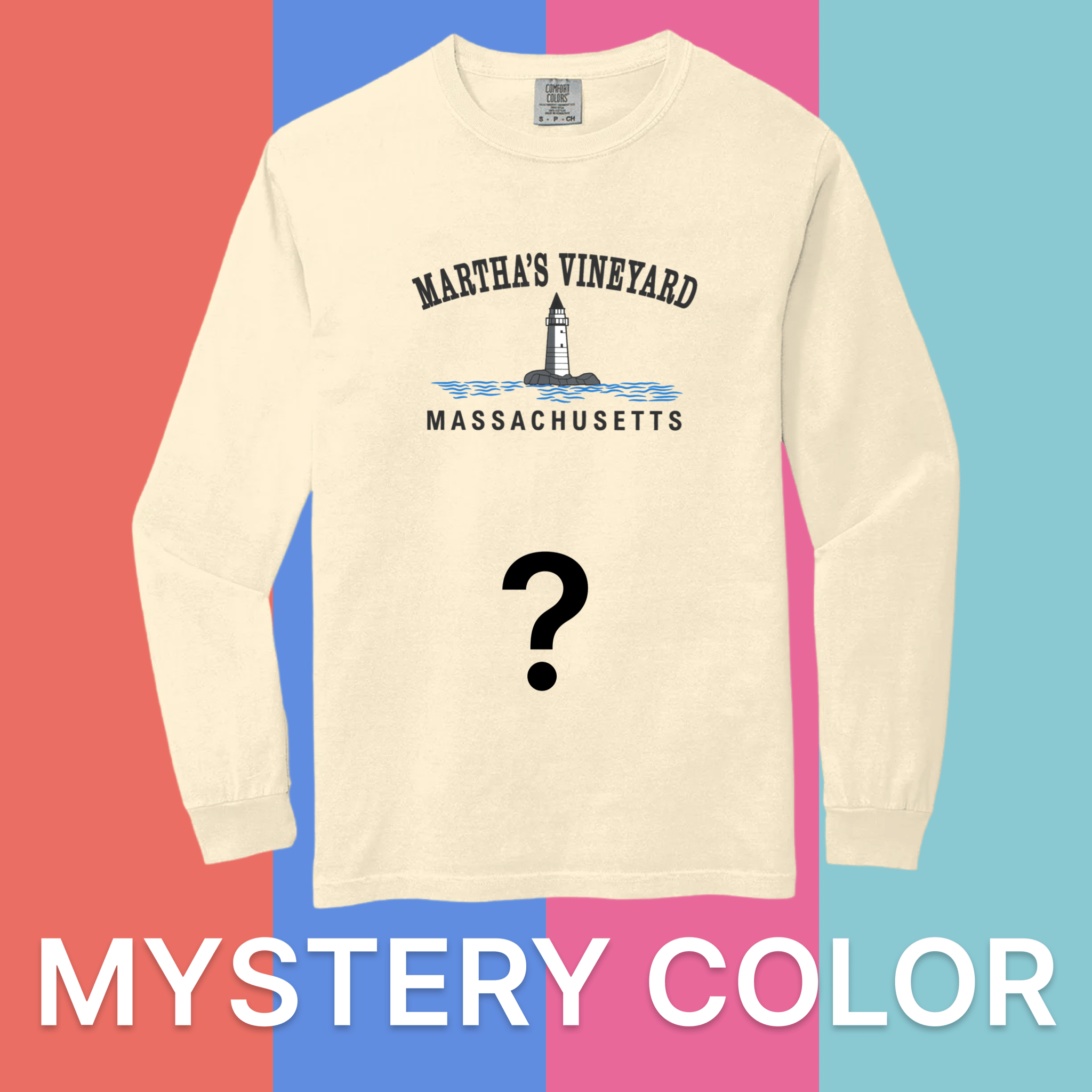 Martha's Vineyard Big Lighthouse Comfort Colors Long Sleeve Tee - Mystery Color