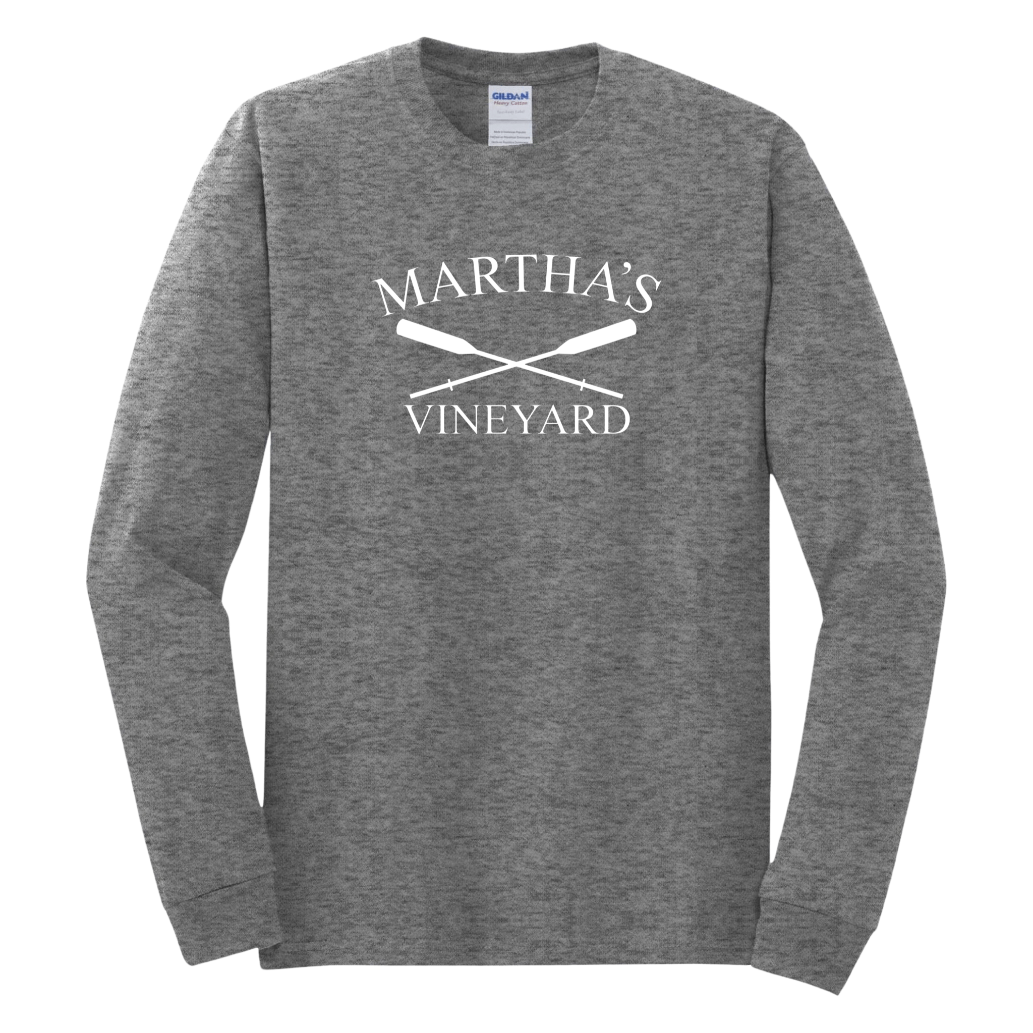 marthas vineyard crossed oar long sleeve t-shirt, graphite heather