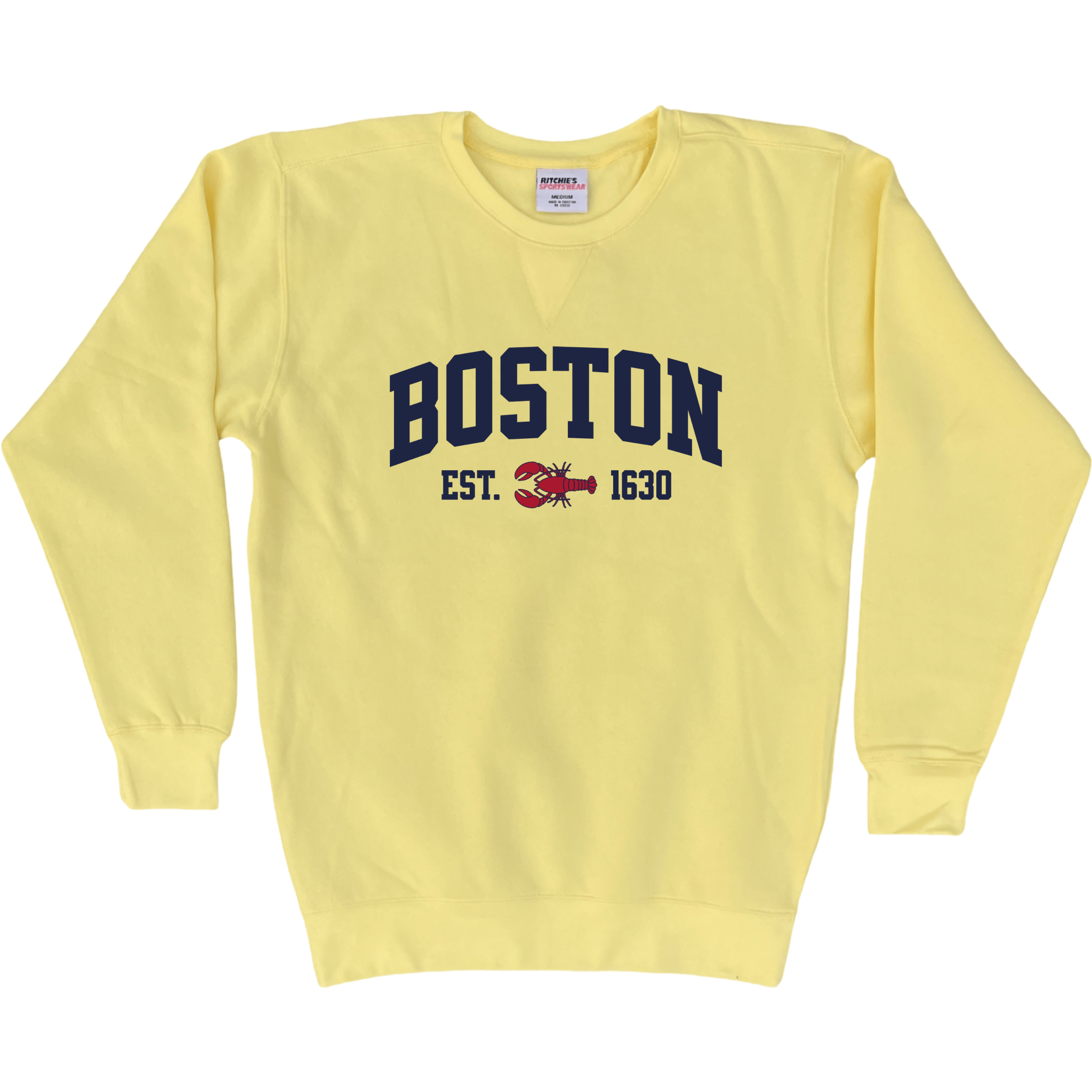 Boston Lobster Fleece Crewneck Sweatshirt, yellow