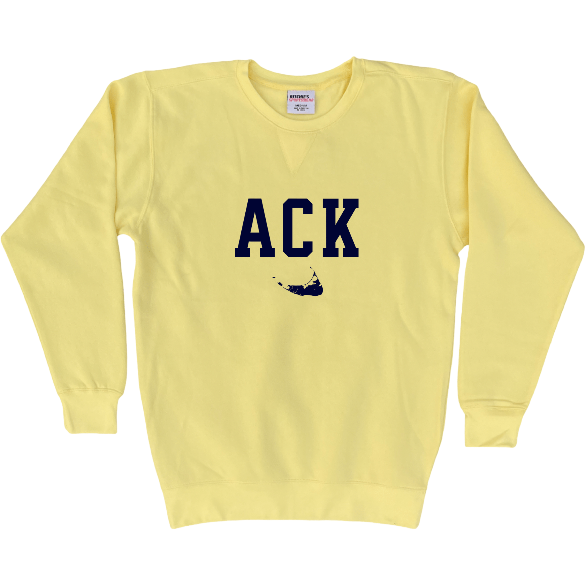 Nantucket ACK Fleece Crewneck Sweatshirt, yellow