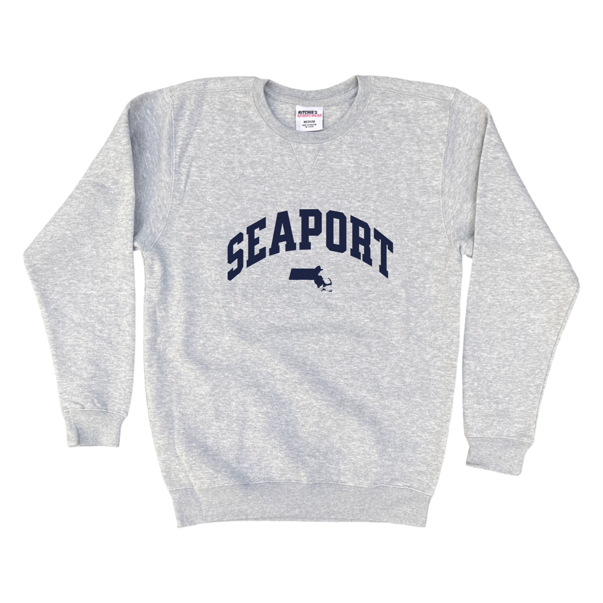 Boston Seaport Fleece Crewneck Sweatshirt, heather grey