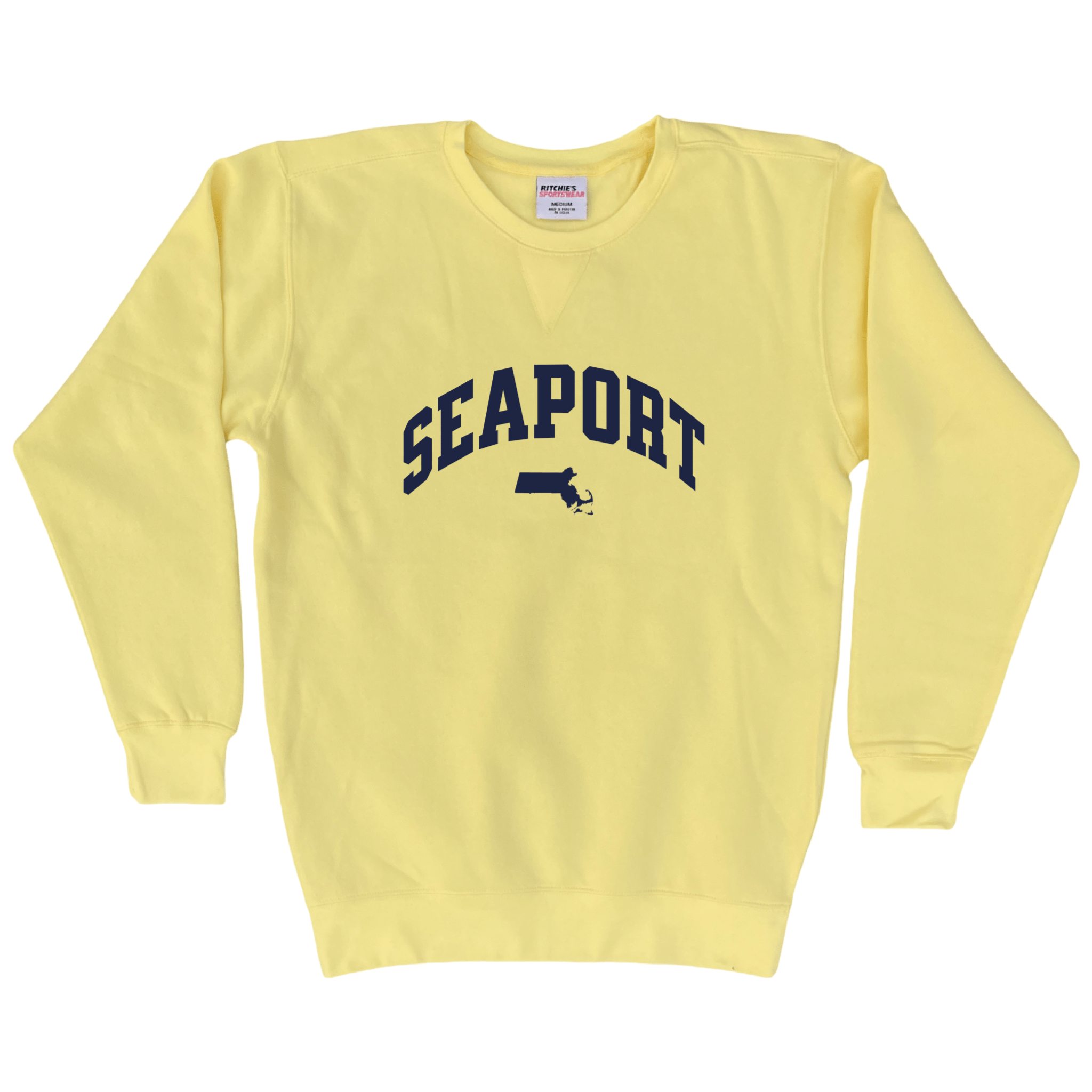 Boston Seaport Fleece Crewneck Sweatshirt, yellow