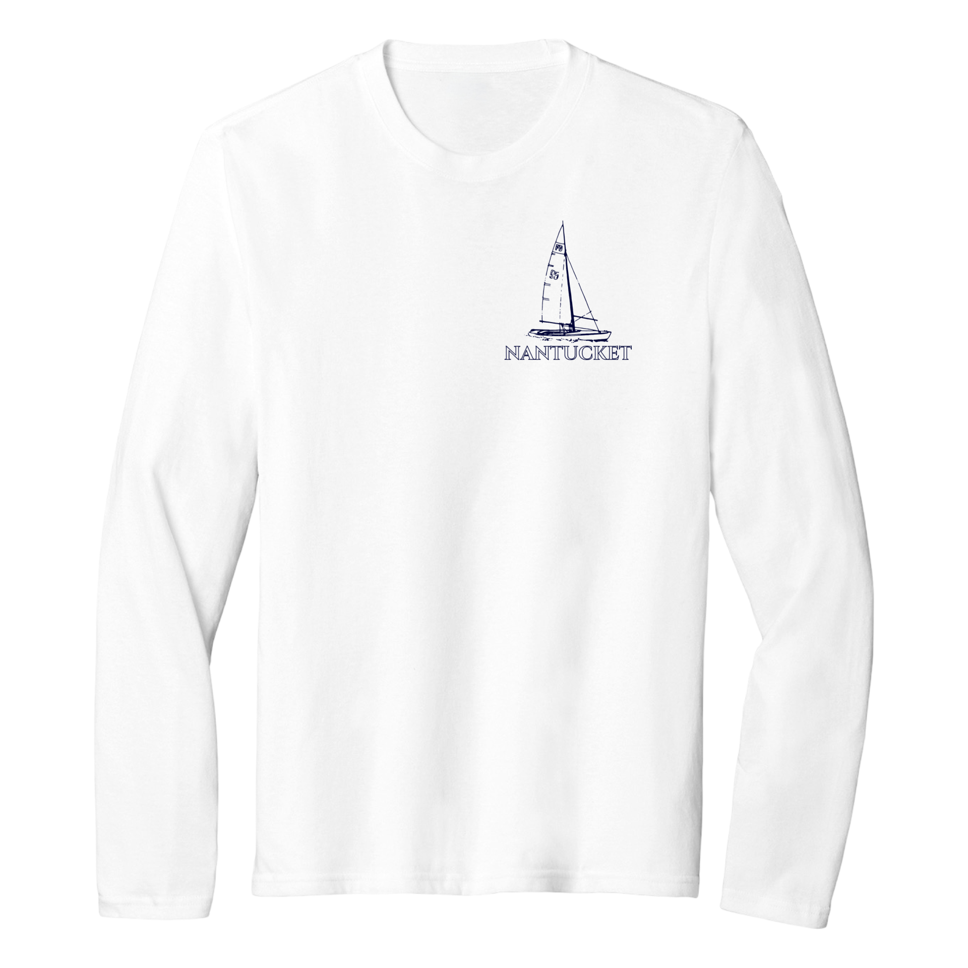 Nantucket Sailboat Essential Long Sleeve Tee, white