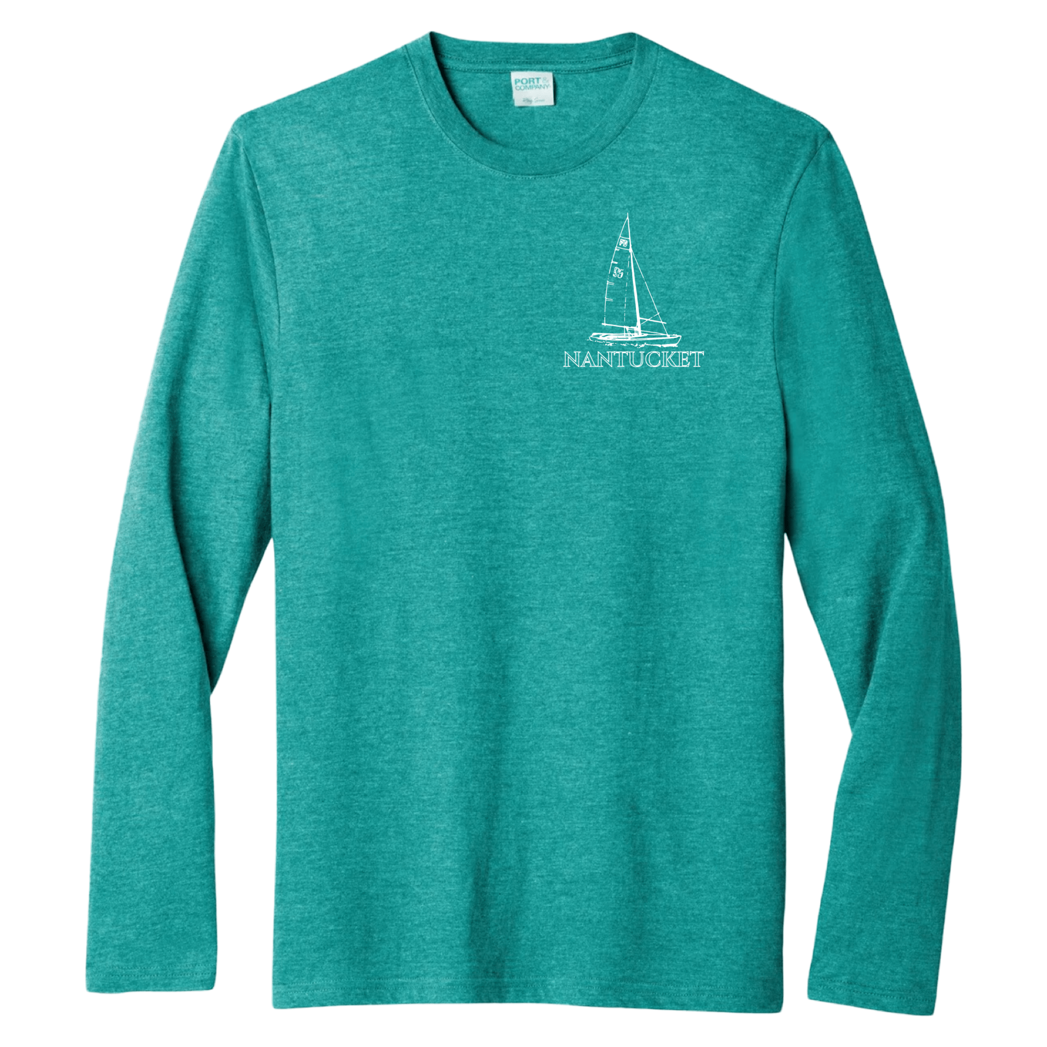 Nantucket Sailboat Essential Long Sleeve Tee, jade green