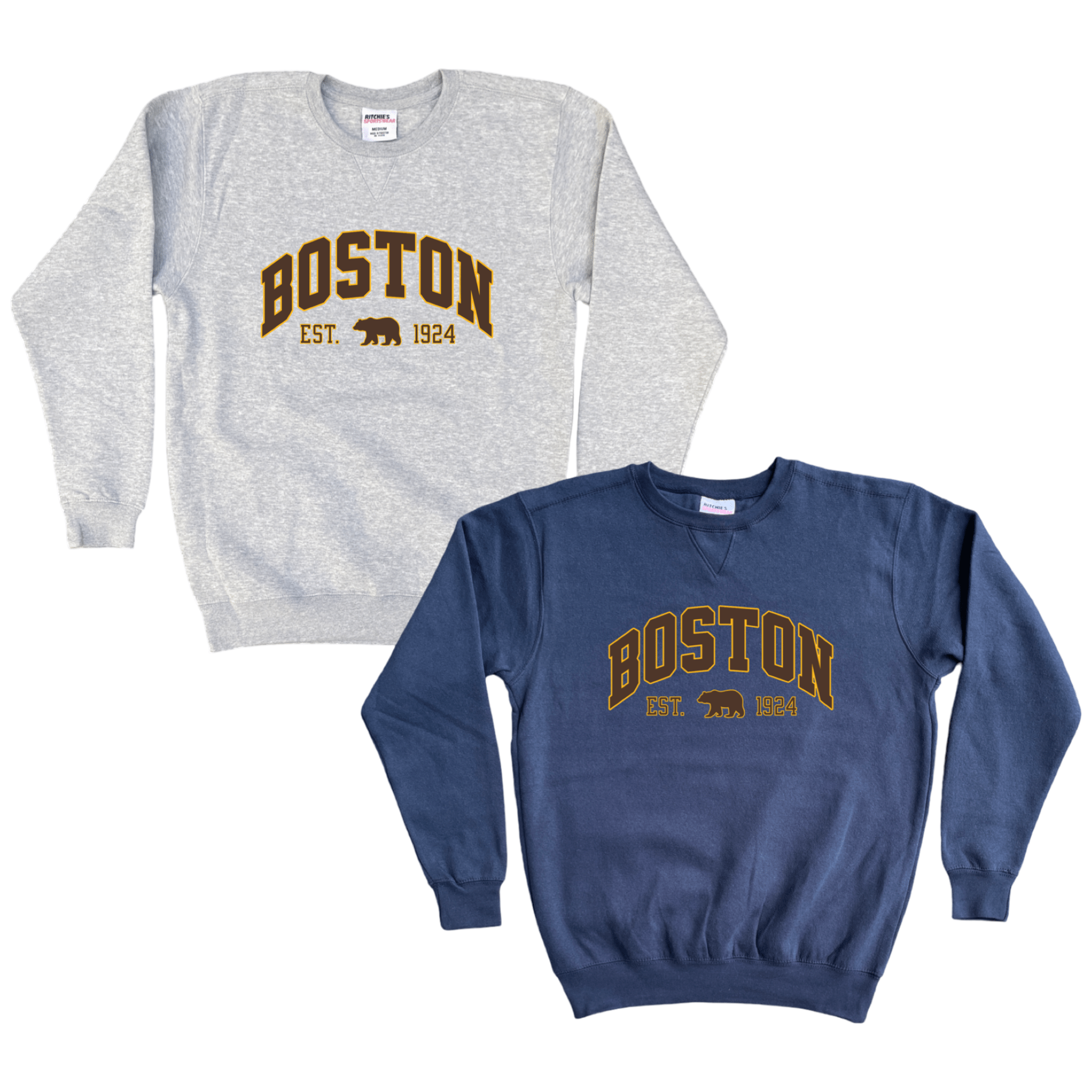 Boston Vintage Hockey Fleece Crewneck Sweatshirt