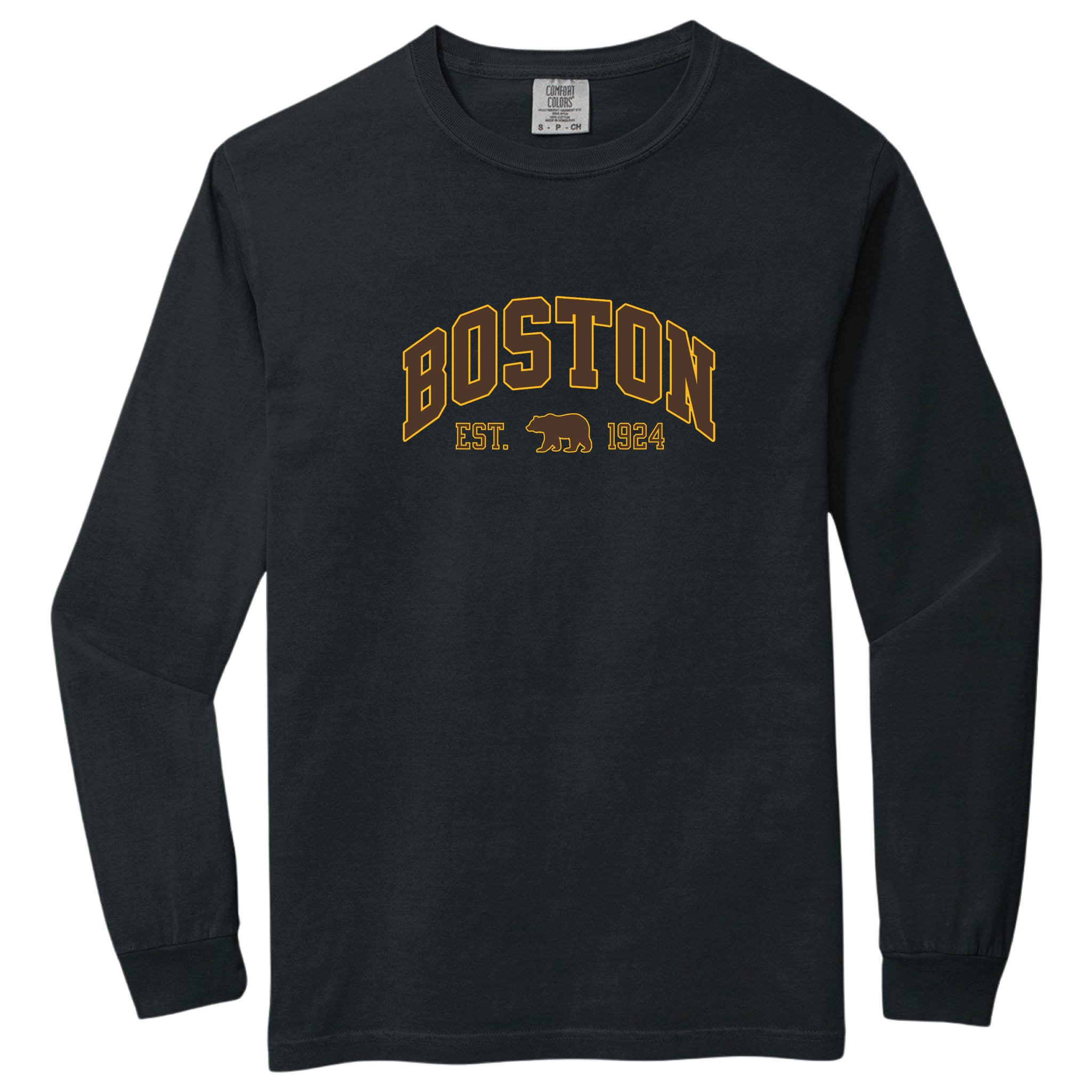 Boston Vintage Hockey Comfort Colors Heavyweight Long Sleeve Tee