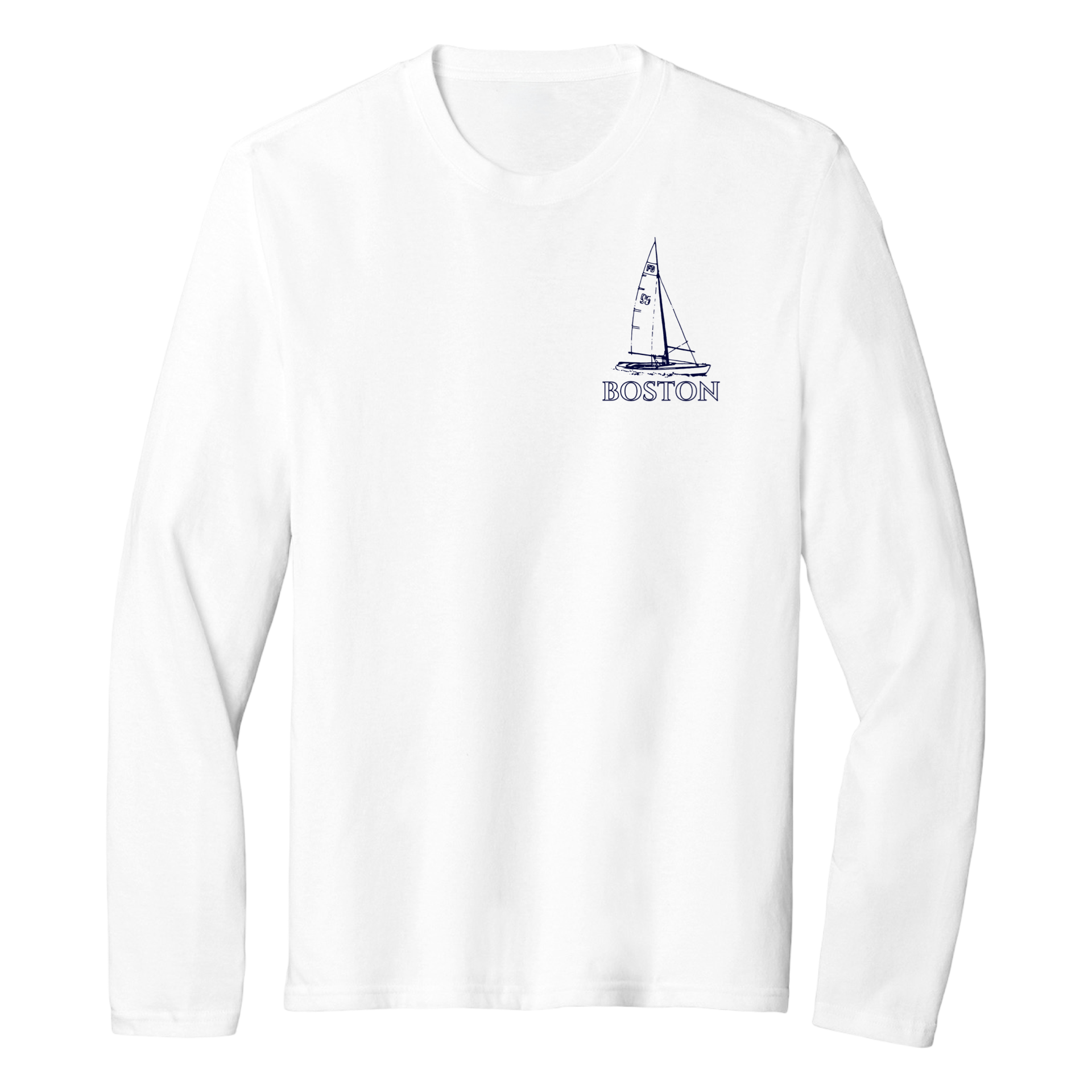 Boston Sailboat Essential Long Sleeve Tee, white