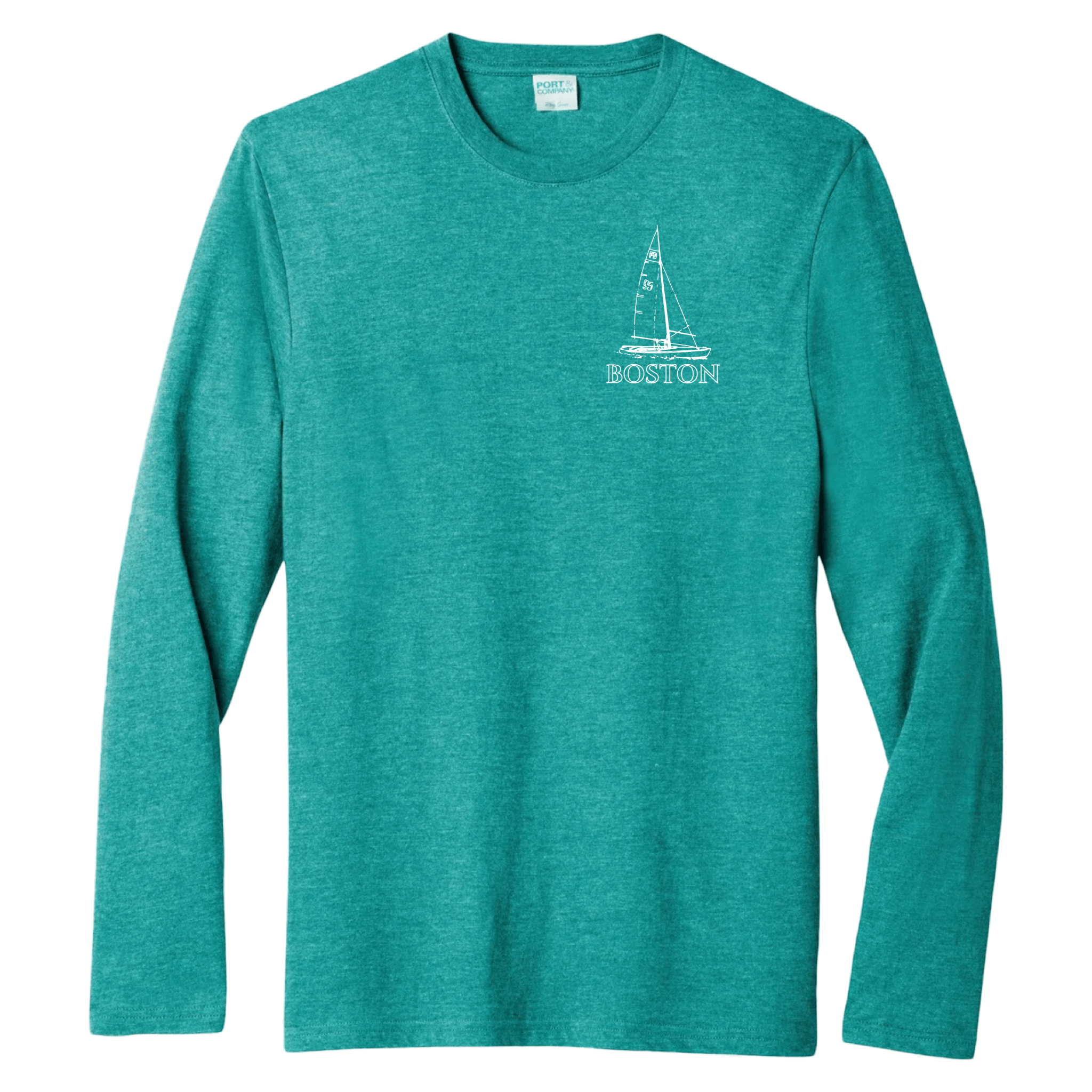 Boston Sailboat Essential Long Sleeve Tee, jade