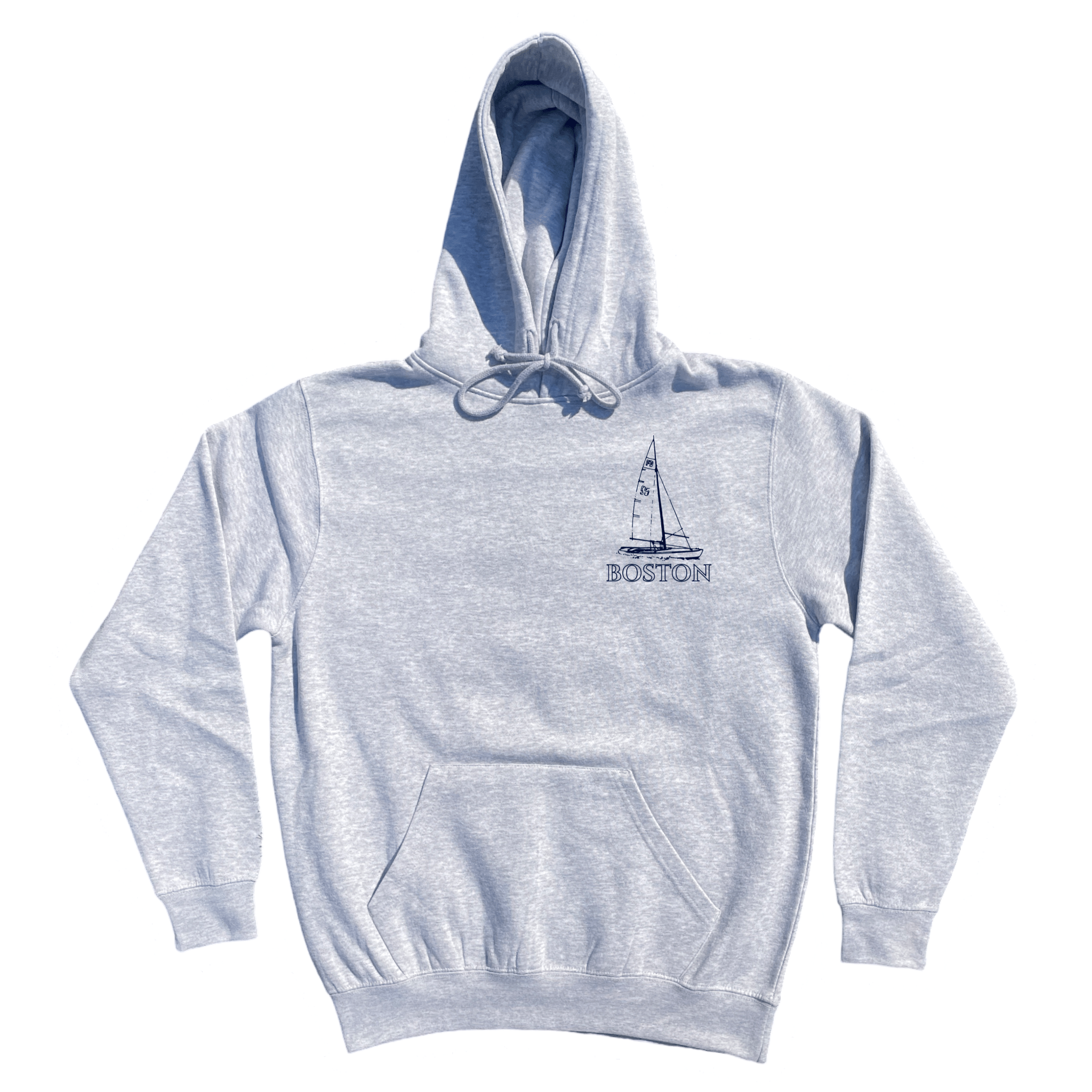 Boston Sailboat Soft Fleece Hoodie, heather grey