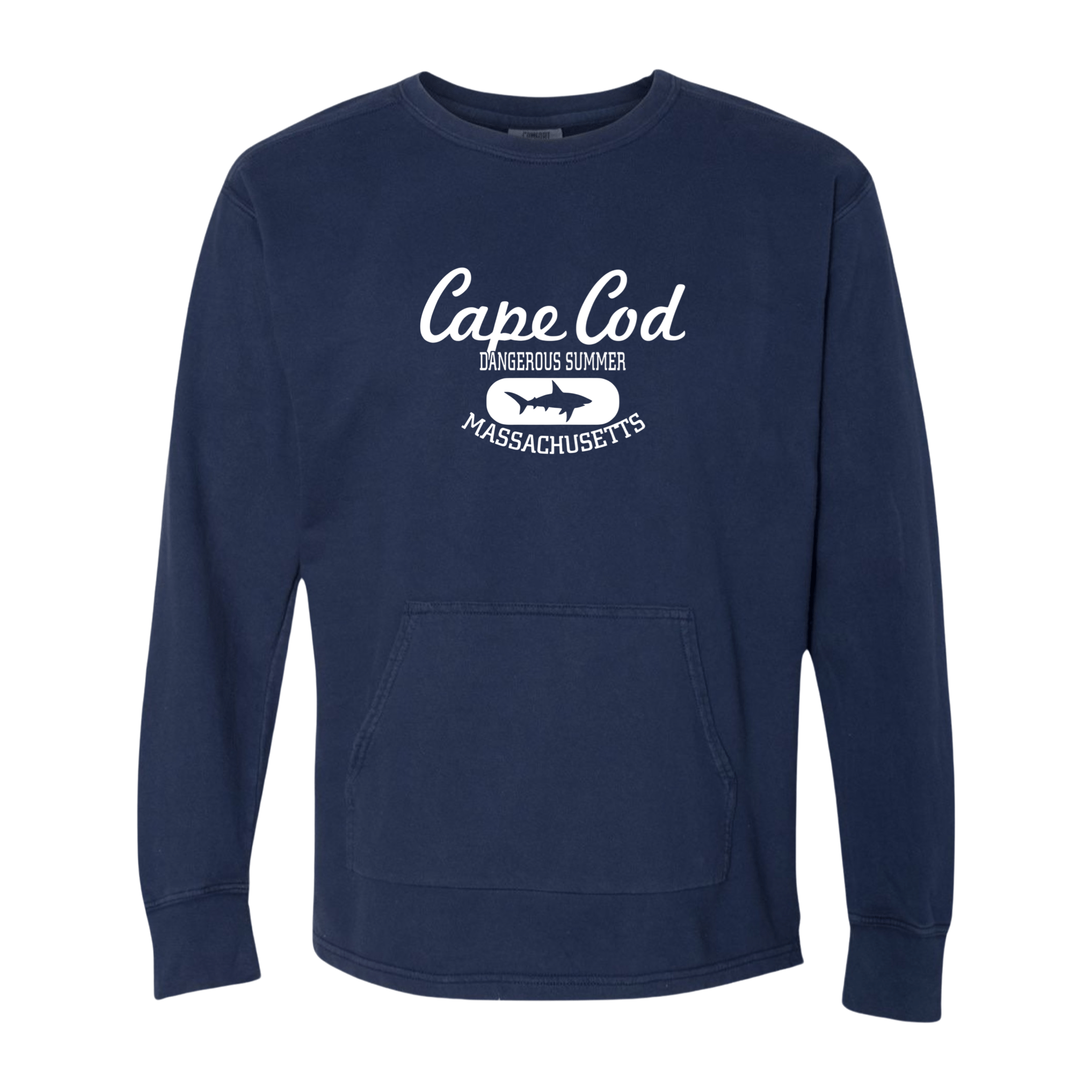 cape cod comfort colors french terry crewneck, shark