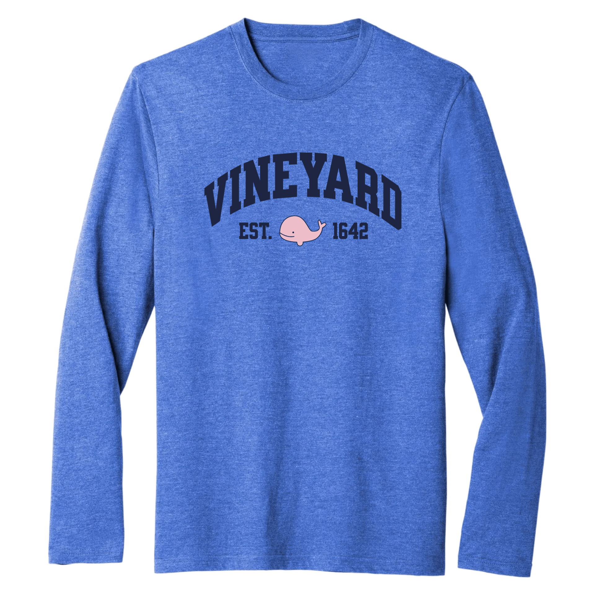 Vineyard Pink Whale Essential Long Sleeve Tee, royal