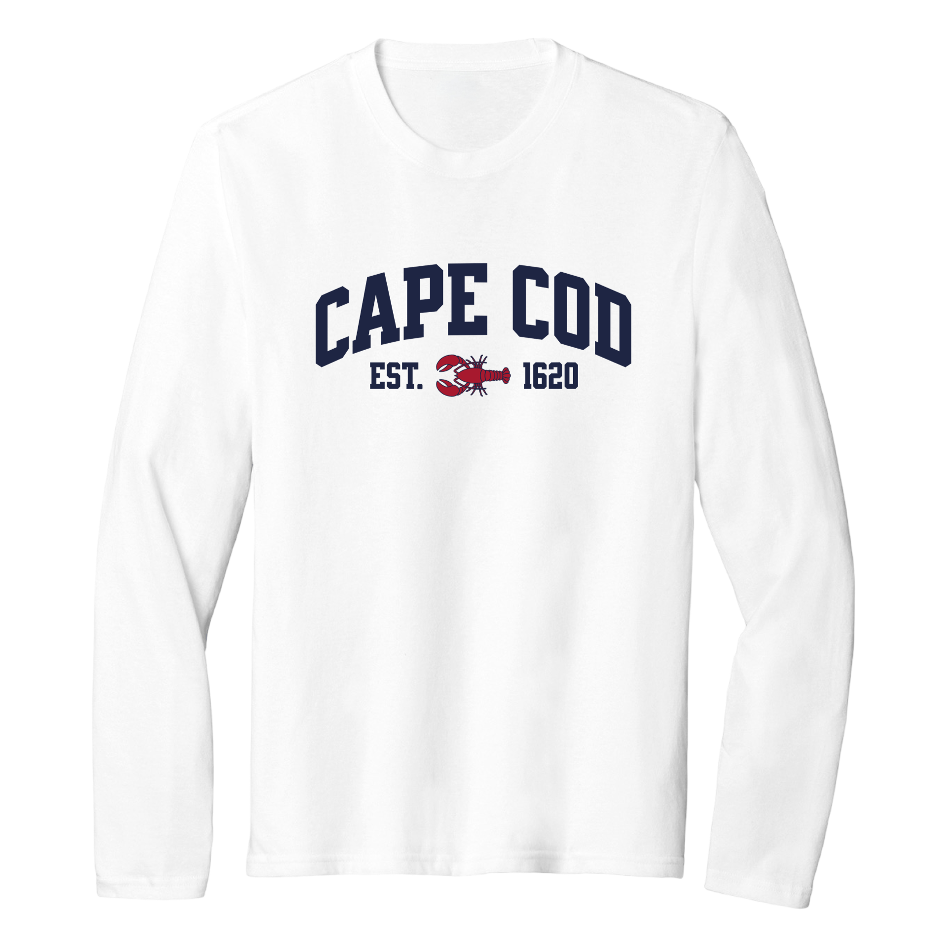 Cape Cod Lobster Essential Long Sleeve Tee, white