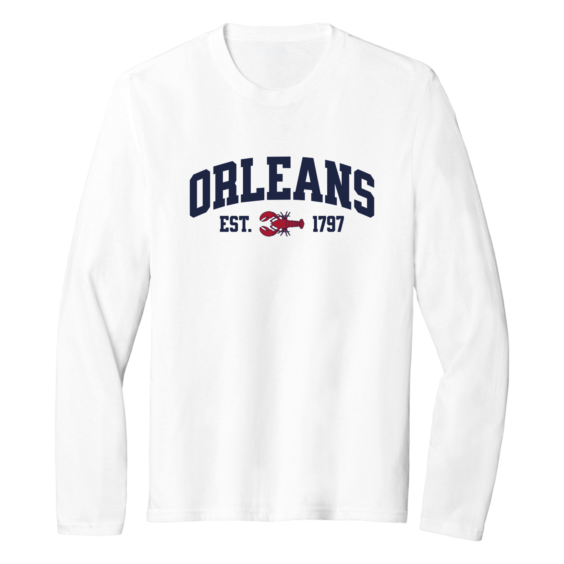 Orleans Lobster Essential Long Sleeve Tee, white