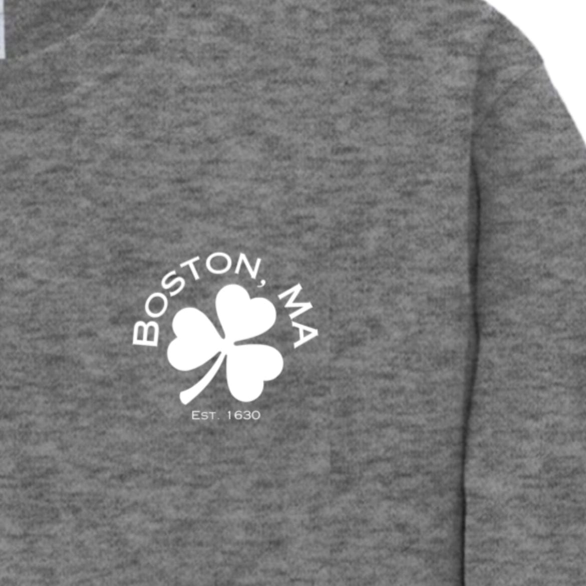 boston shamrock long sleeve t-shirt, graphite heather