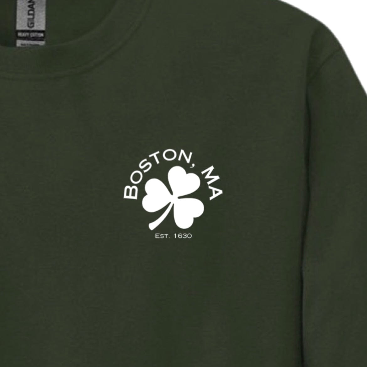 boston shamrock long sleeve t-shirt, forest green