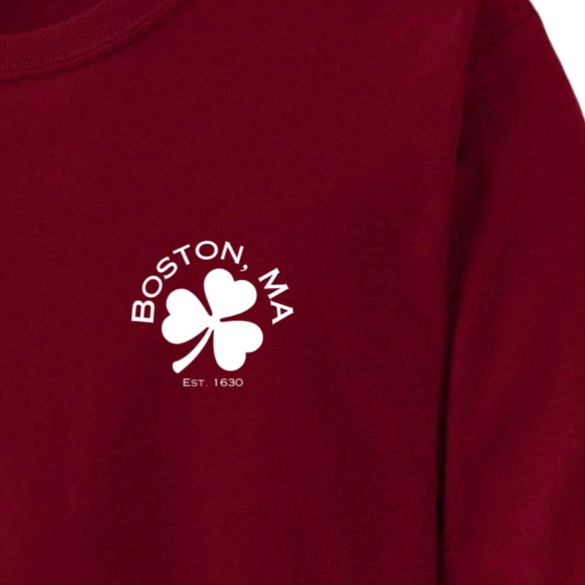 boston shamrock long sleeve t-shirt, cardinal red