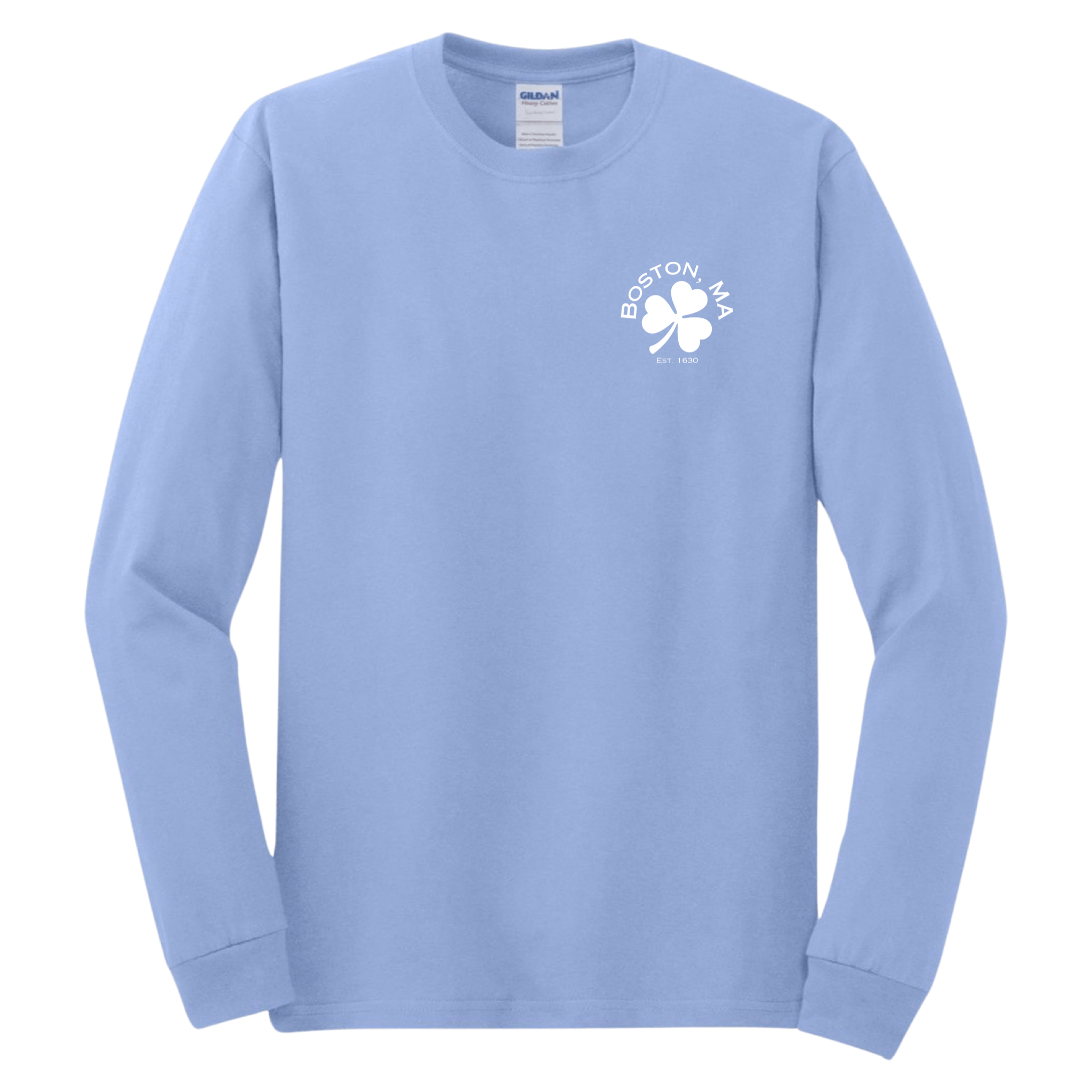 boston shamrock long sleeve, carolina blue