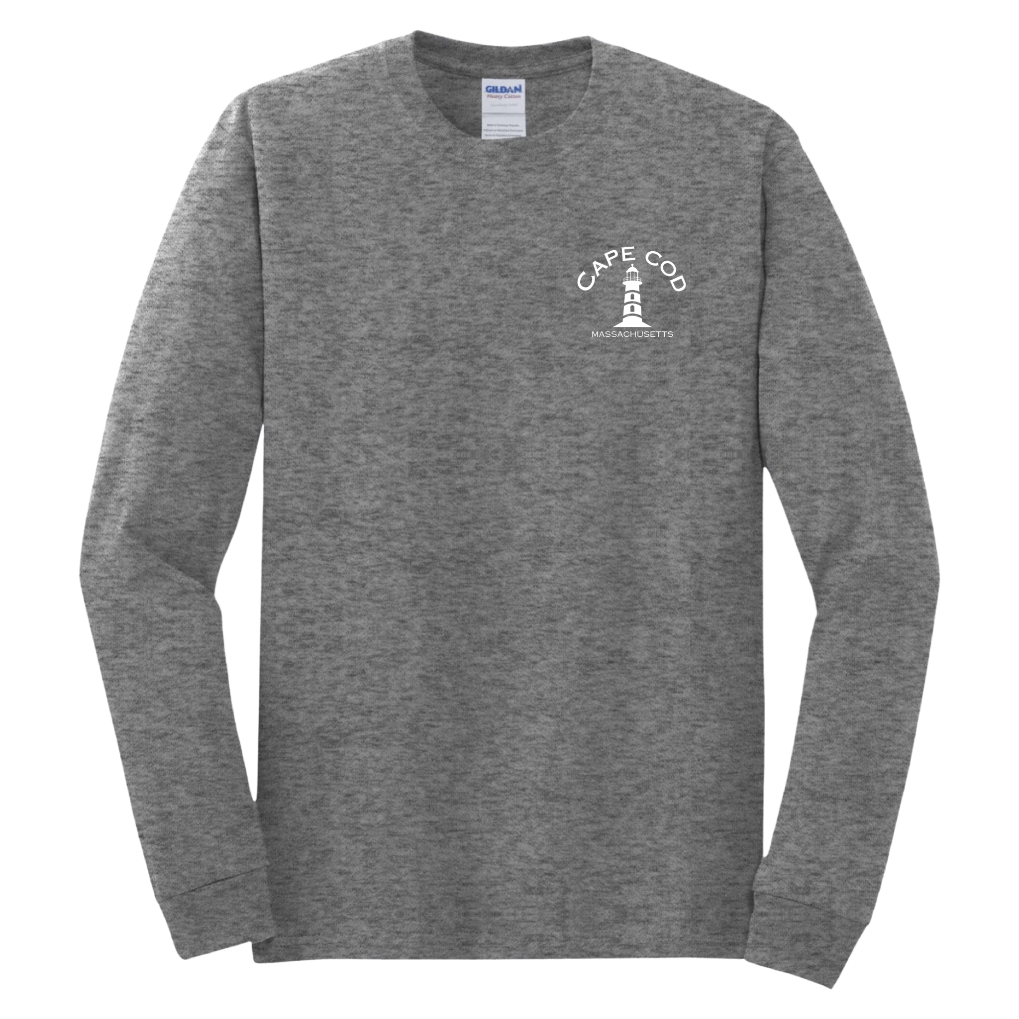 cape cod lighthouse long sleeve t-shirt, graphite heather