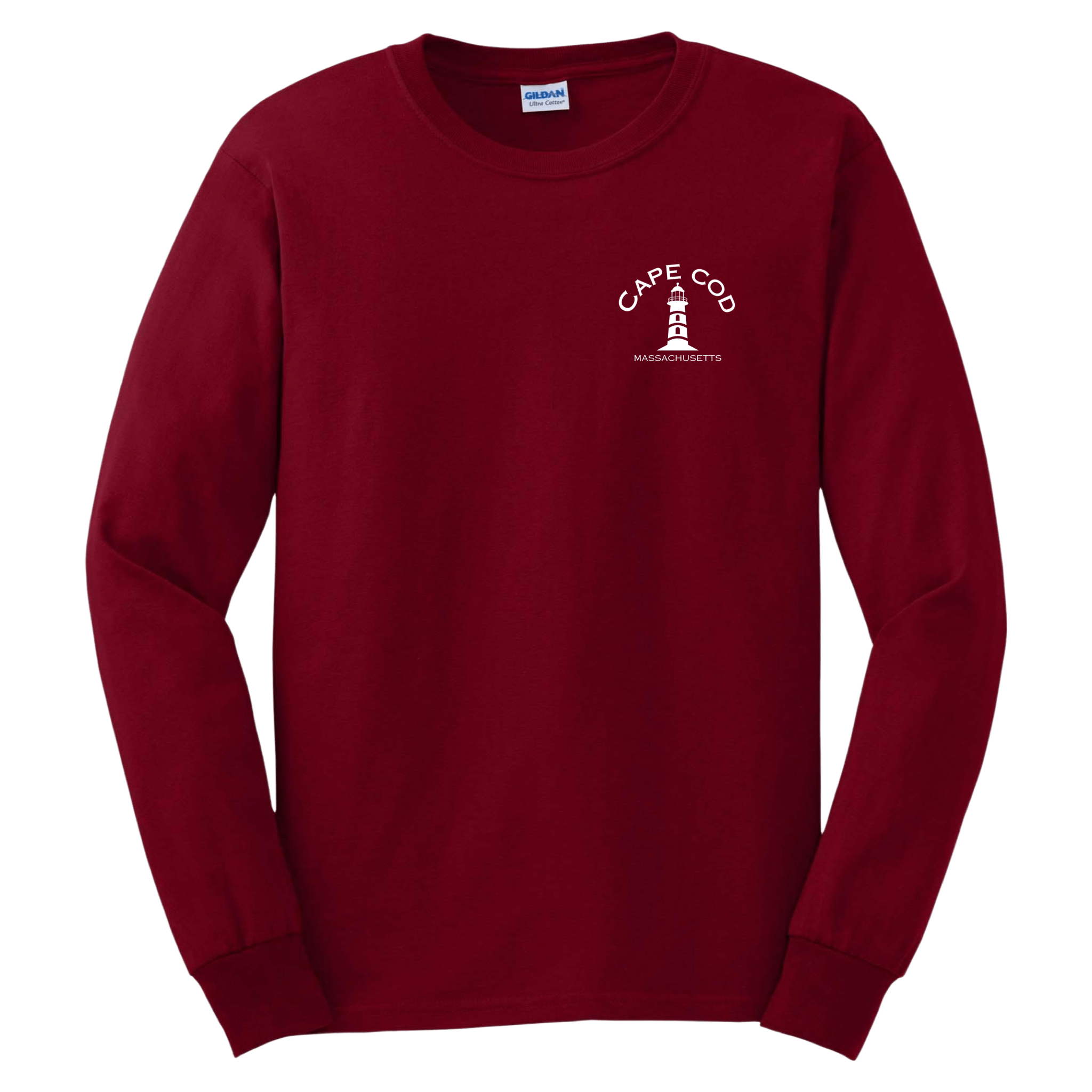 cape cod lighthouse long sleeve t-shirt, cardinal red