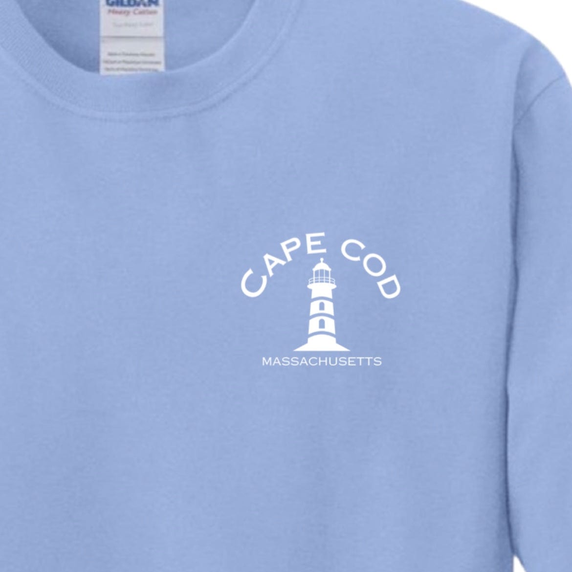 cape cod lighthouse long sleeve t-shirt, carolina blue