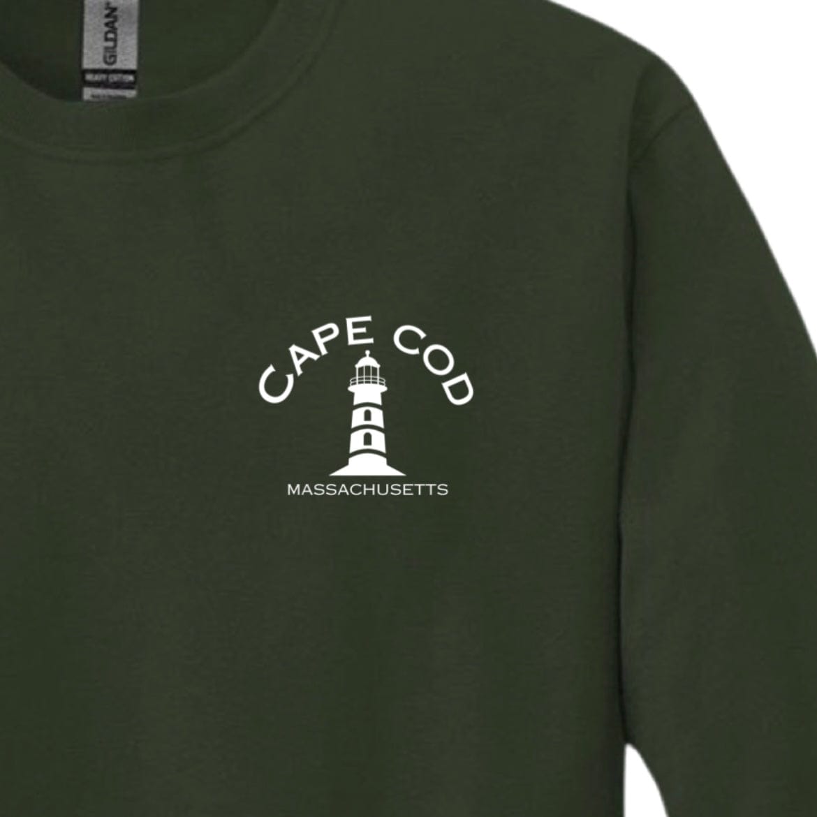 cape cod lighthouse long sleeve t-shirt, forest green