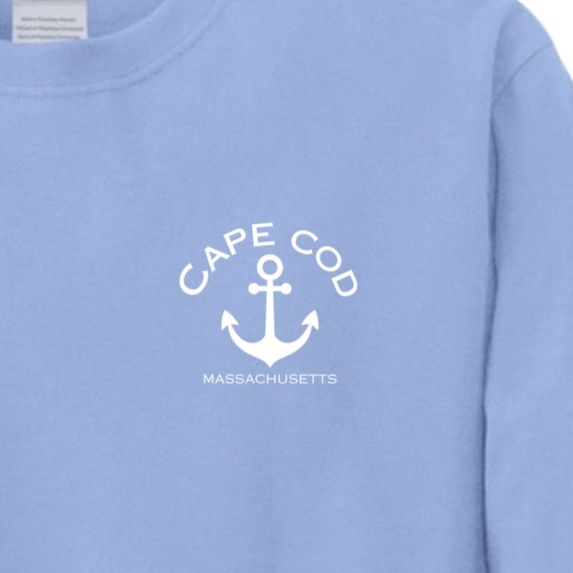 cape cod anchor long sleeve t-shirt, carolina blue