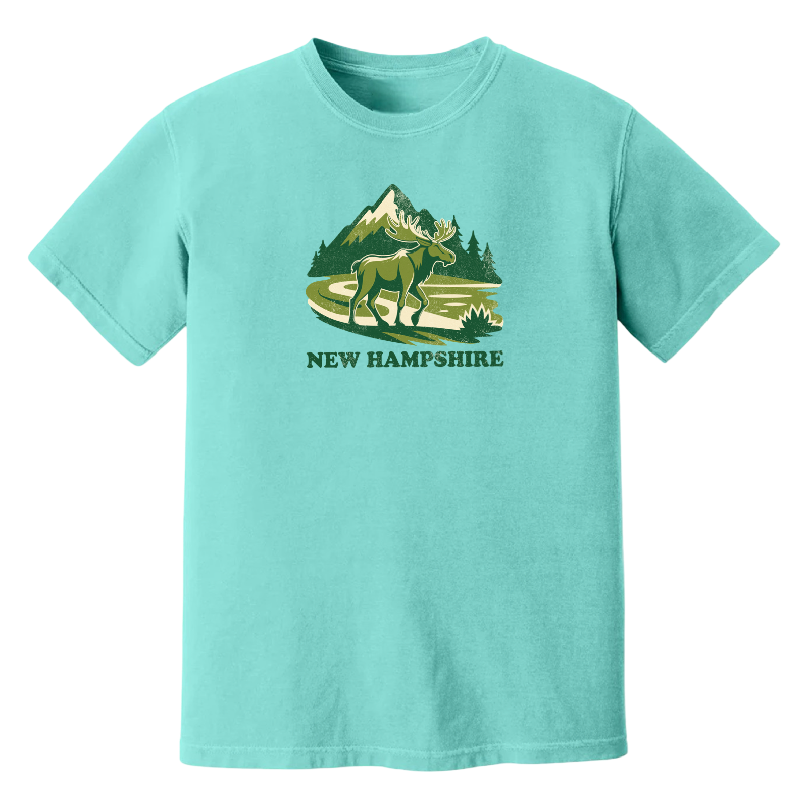 New Hampshire Mountain Moose Soft Cotton T-Shirt