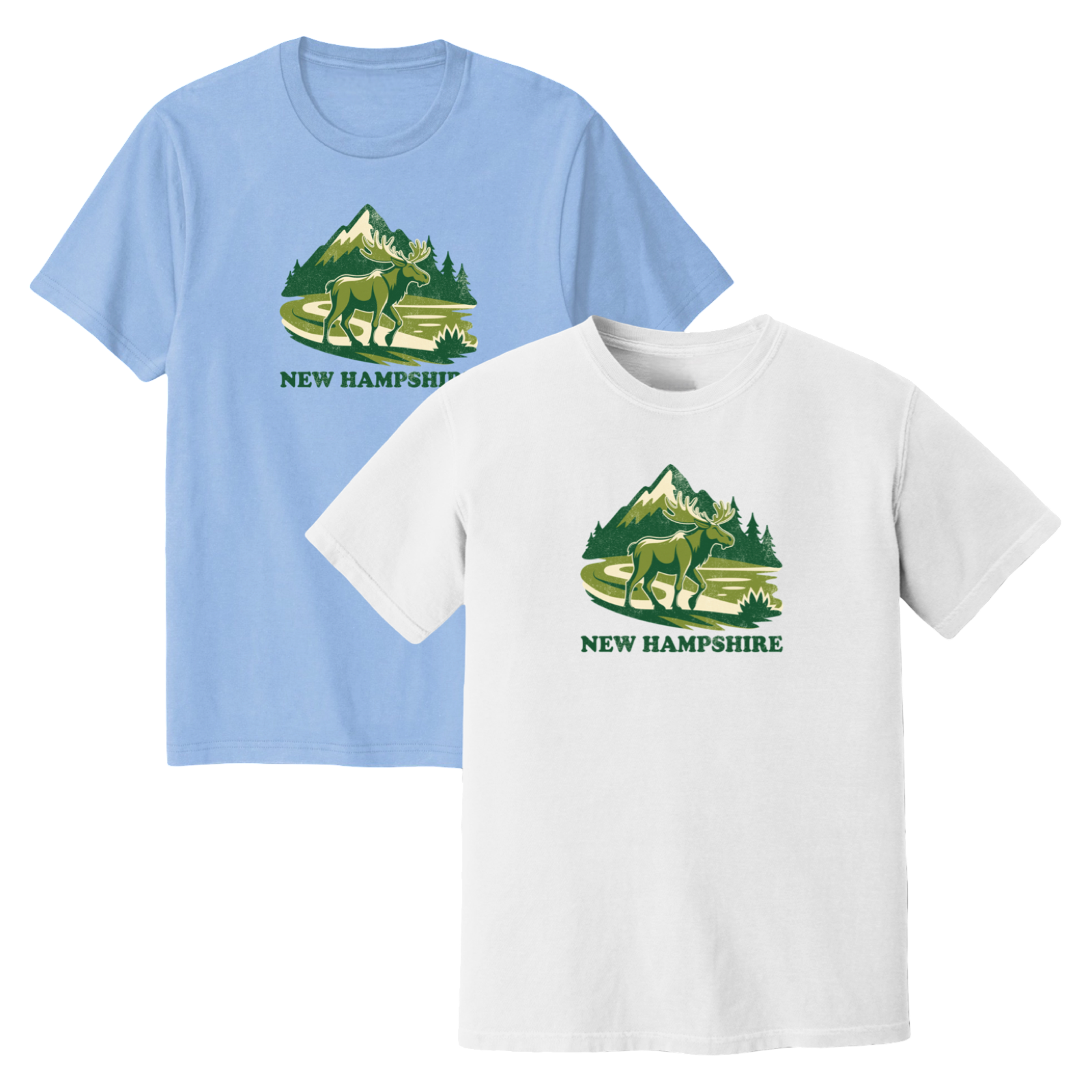 New Hampshire Mountain Moose Soft Cotton T-Shirt