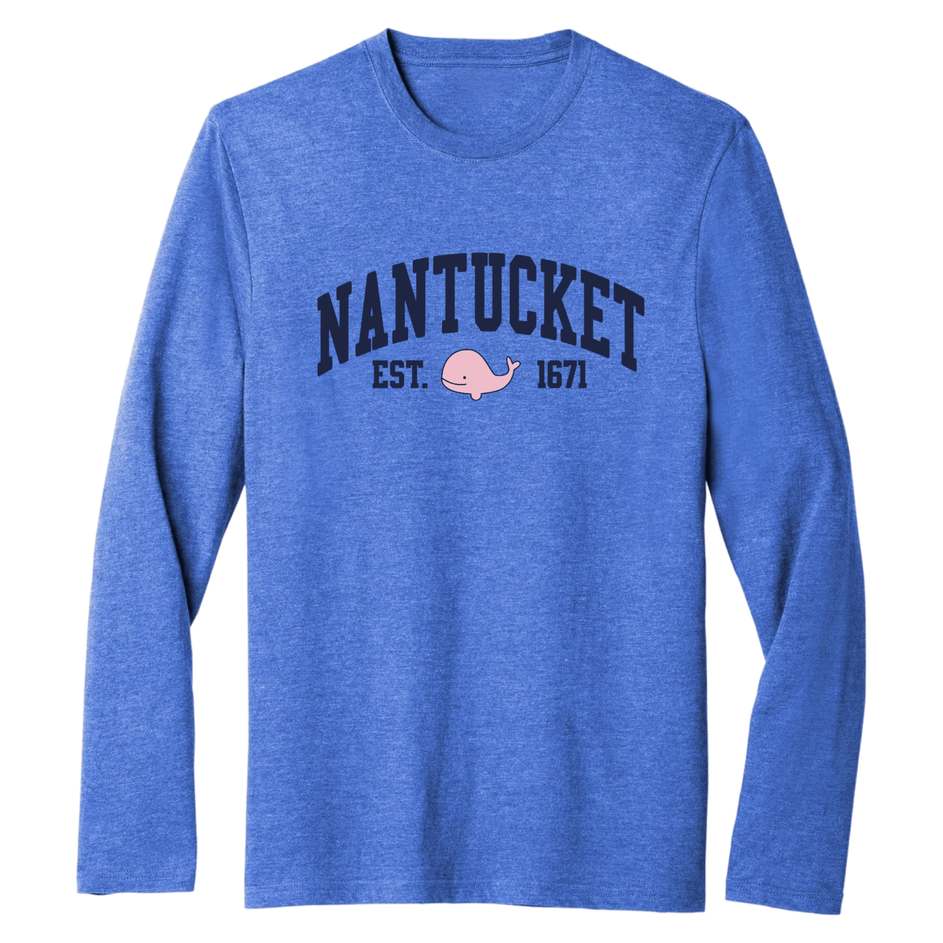 Nantucket Pink Whale Essential Long Sleeve Tee, royal