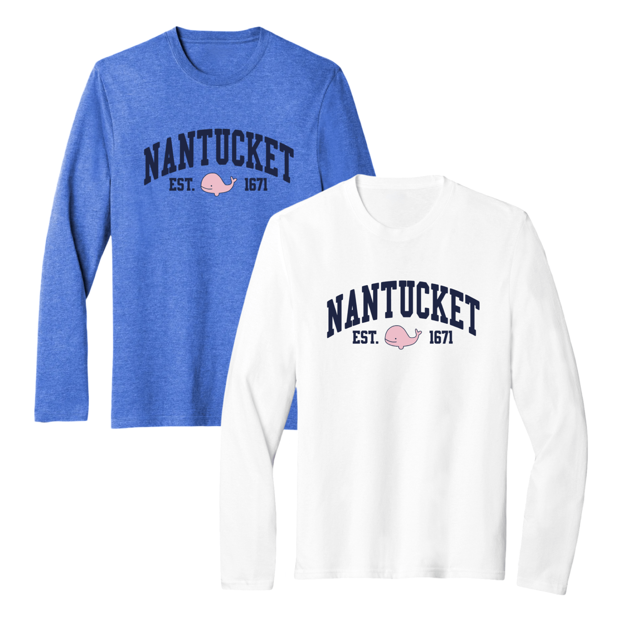 Nantucket Pink Whale Essential Long Sleeve Tee