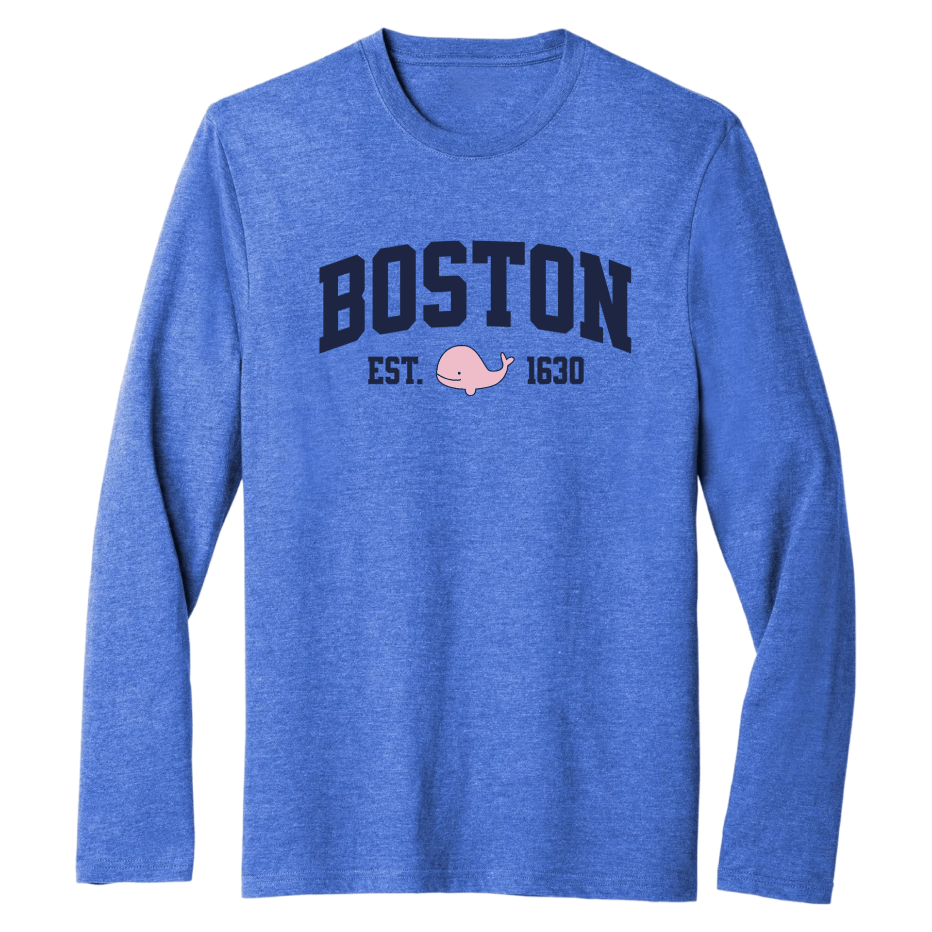 Boston Pink Whale Essential Long Sleeve Tee, royal