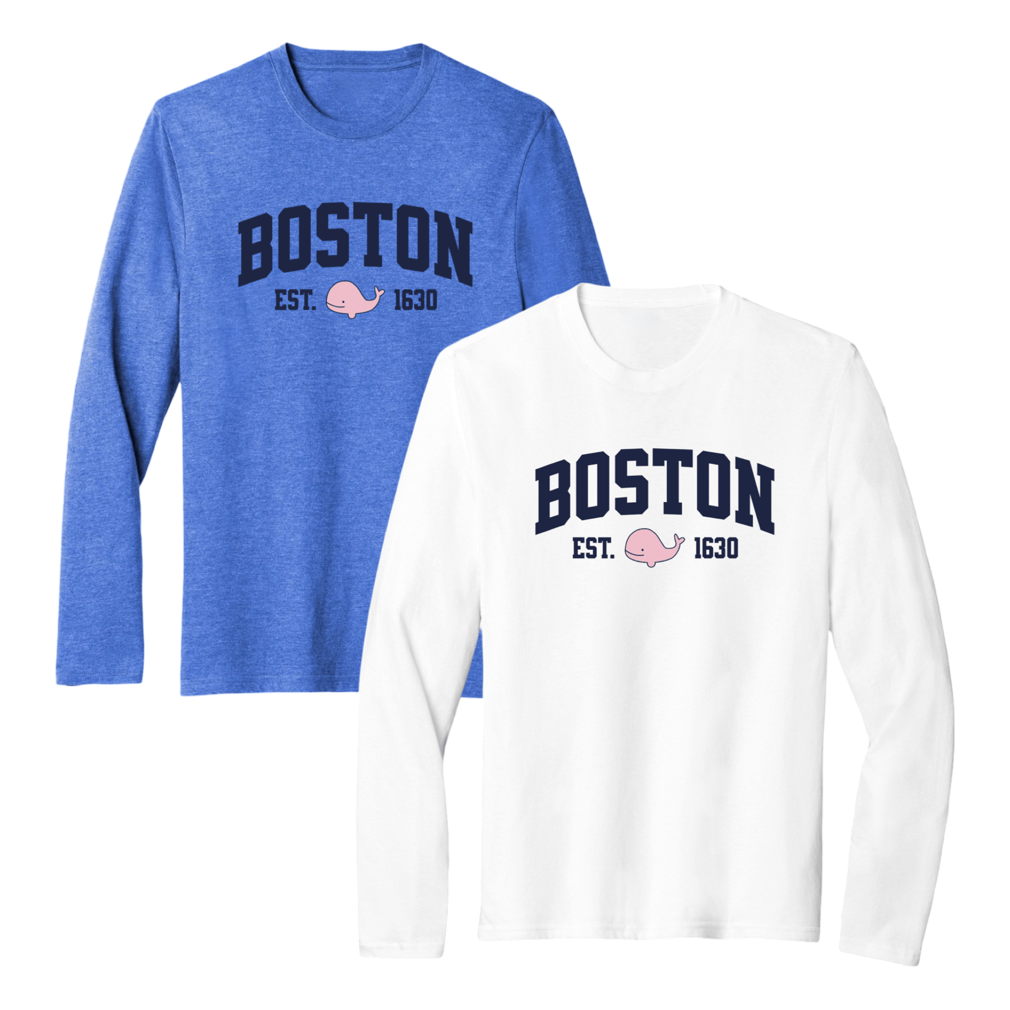 Boston Pink Whale Essential Long Sleeve Tee