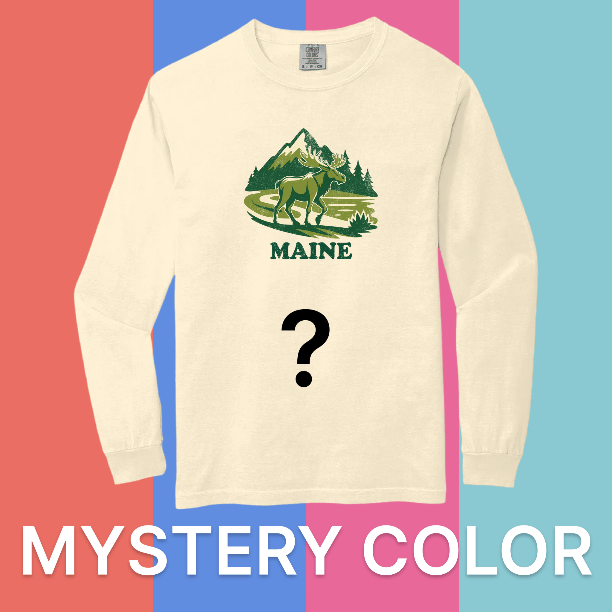 Cape Cod Clothing Company Maine Mountain Moose Comfort Colors Long Sleeve T-Shirt - Mystery Color