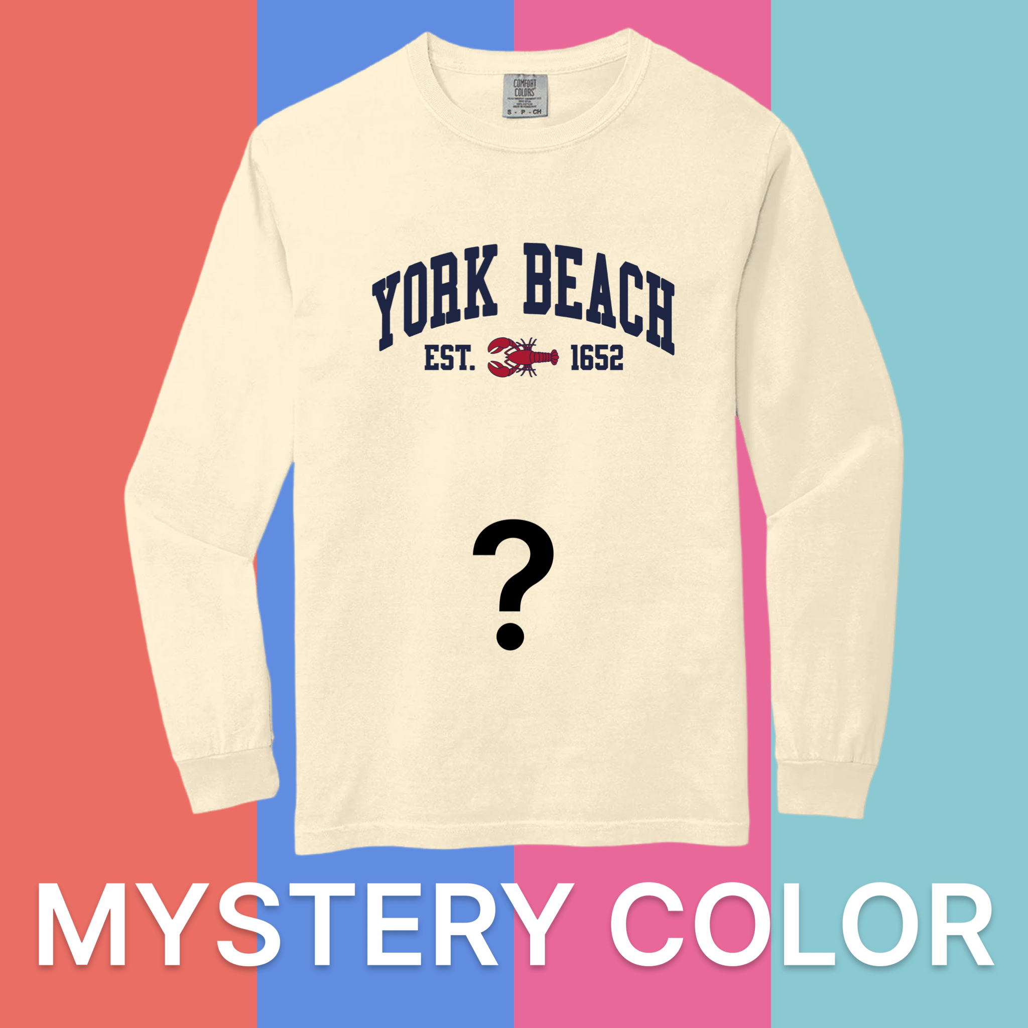 Cape Cod Clothing Company York Beach Lobster Comfort Colors Long Sleeve T-Shirt - Mystery Color