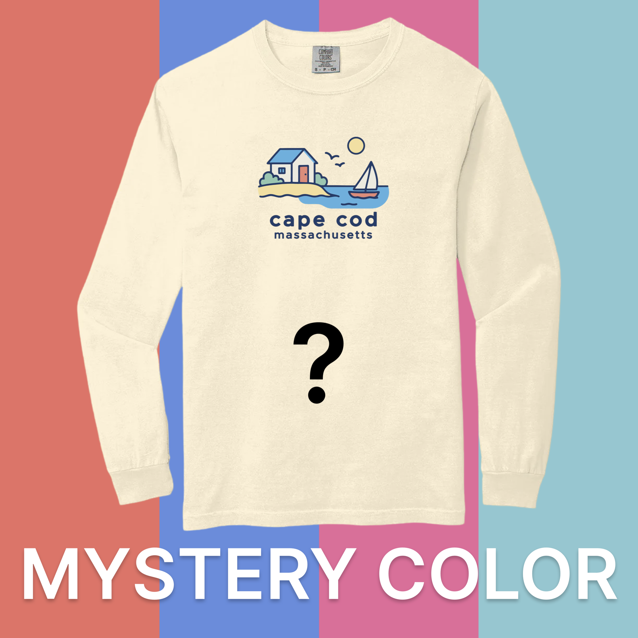 Cape Cod Beach House Comfort Colors Long Sleeve T-Shirt - Mystery Color